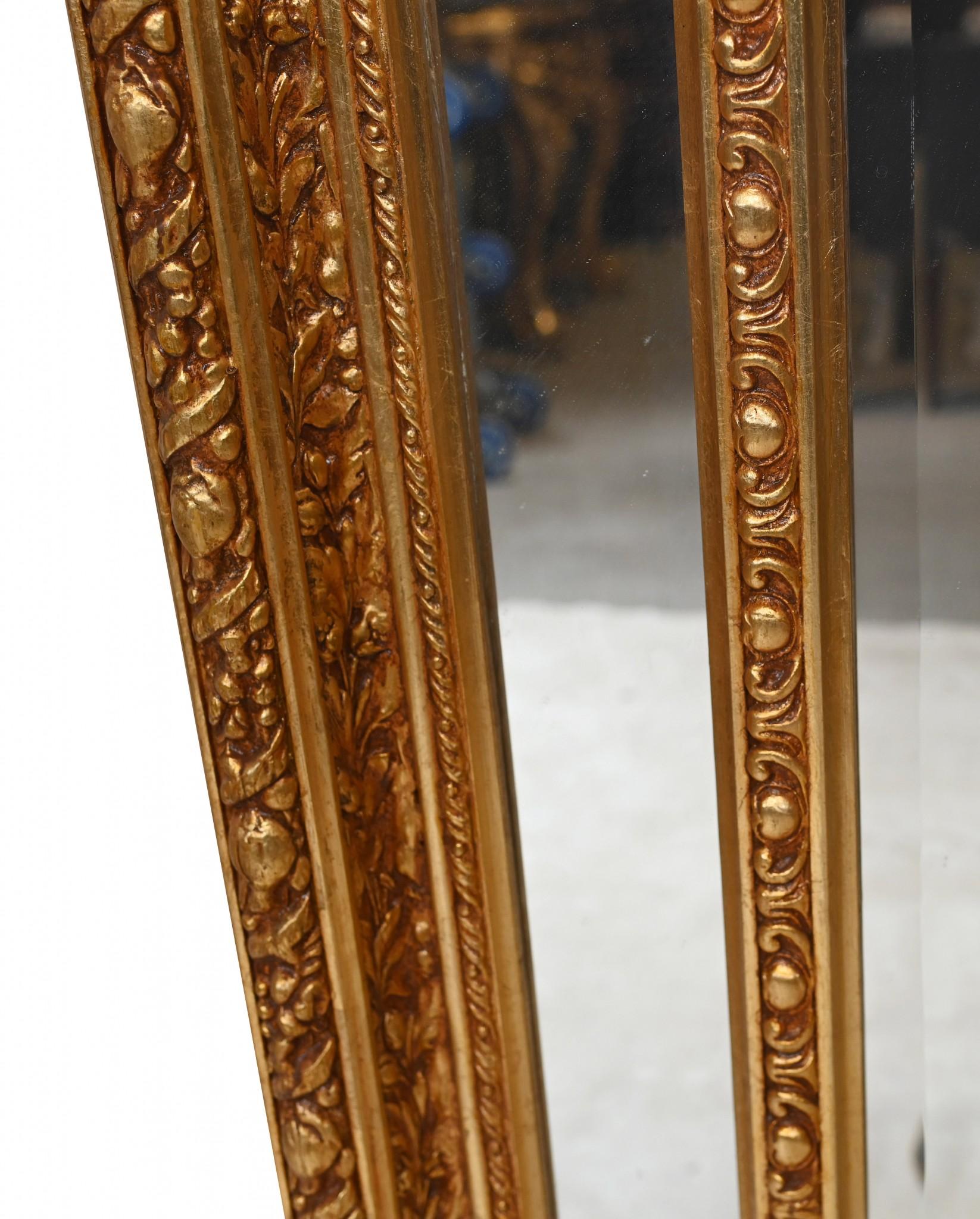 Fine XX secolo XL Specchio francese in legno dorato Pier XL Napoleone III 7 piedi in vendita