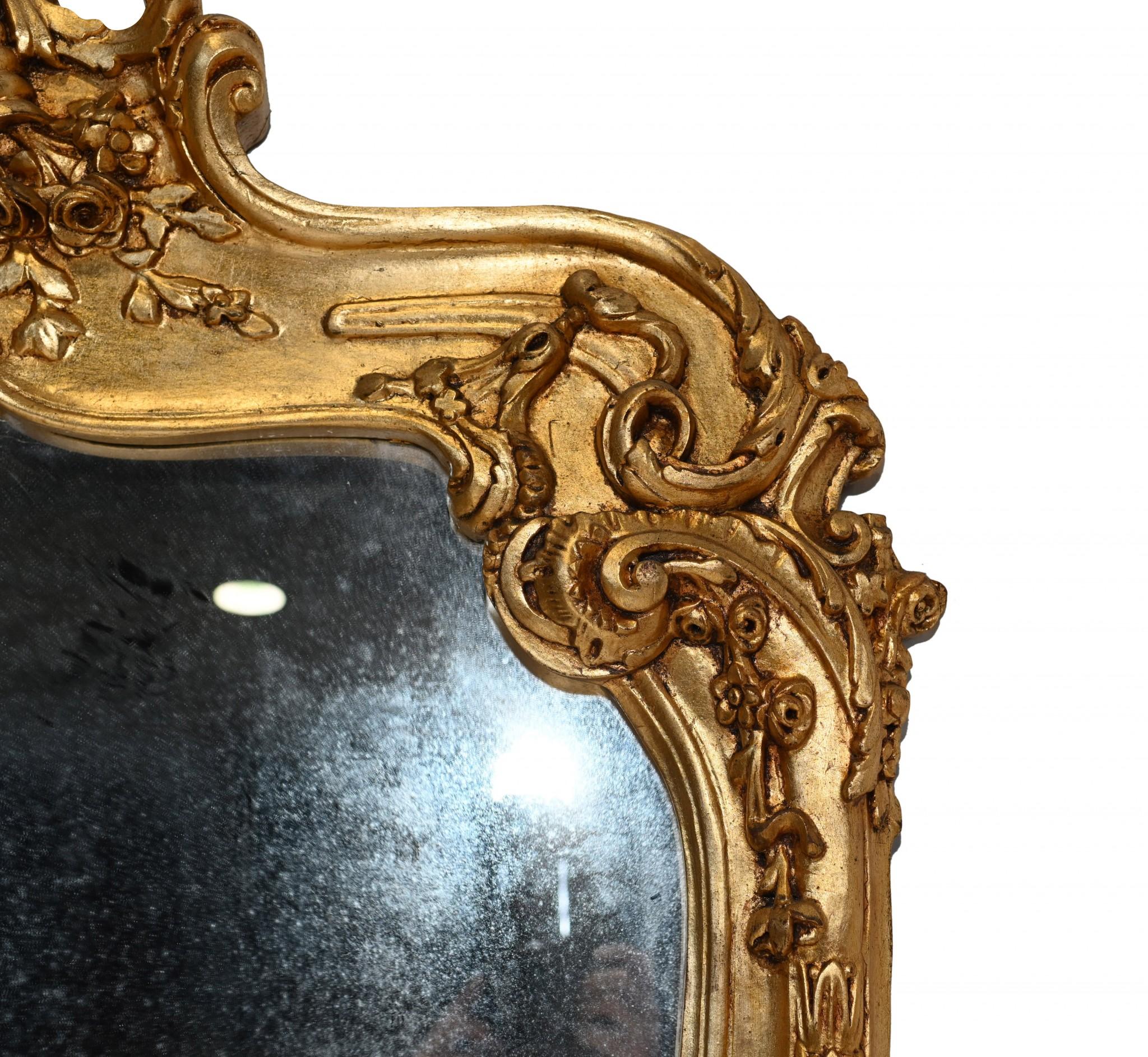 XL Specchio francese in legno dorato in piedi Rococo Pier Specchi 7 piedi In condizioni buone in vendita a Potters Bar, GB