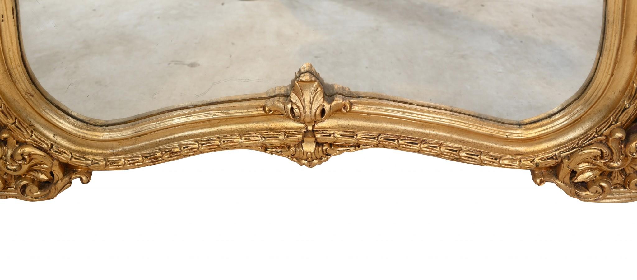 Legno dorato XL Specchio francese in legno dorato in piedi Rococo Pier Specchi 7 piedi in vendita