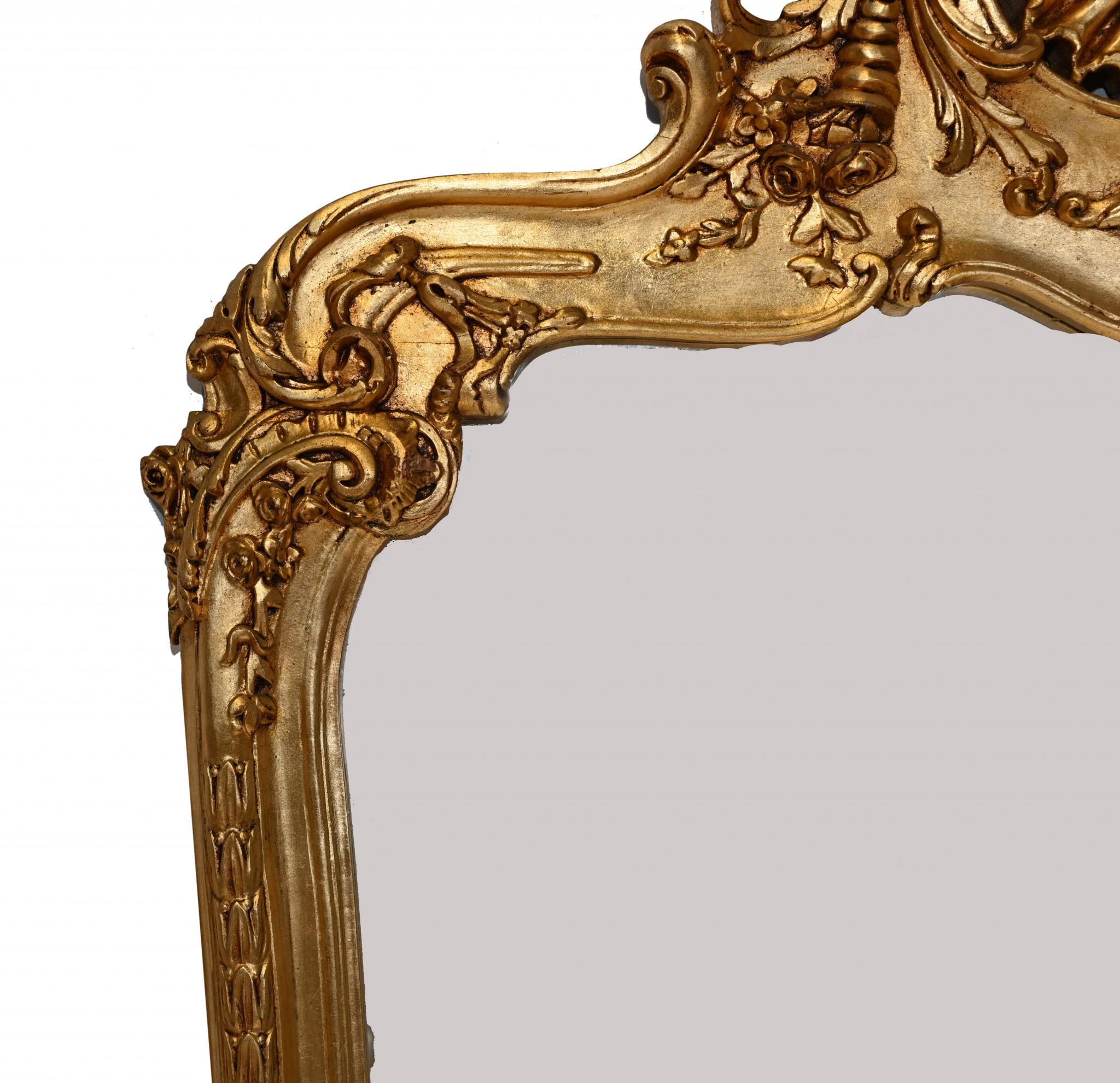 XL Specchio francese in legno dorato in piedi Rococo Pier Specchi 7 piedi in vendita 1