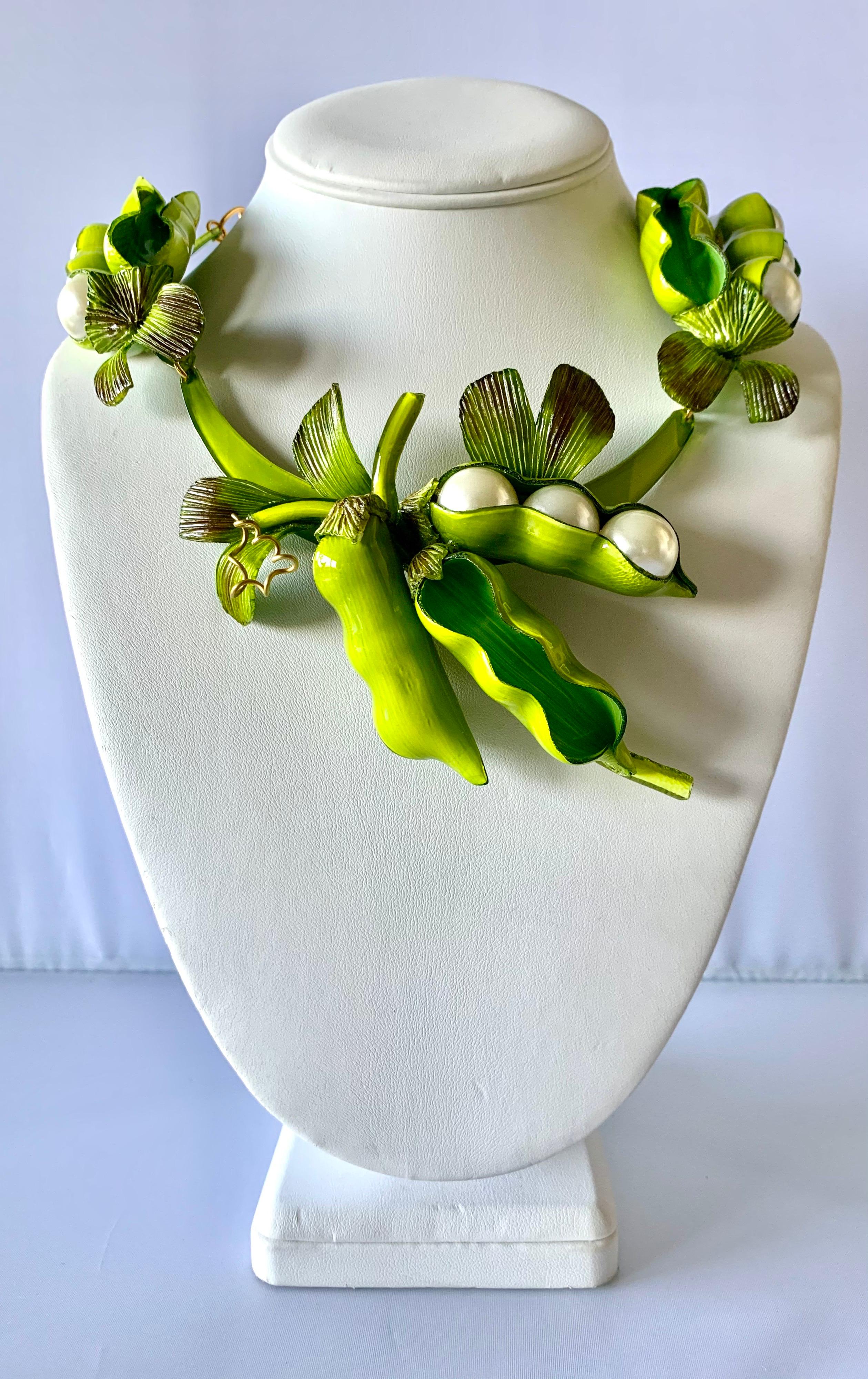 Contemporary XL French Peapod Statement Necklace 