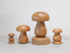 XL French Solid Oak Mushroom Sculpture c1970s