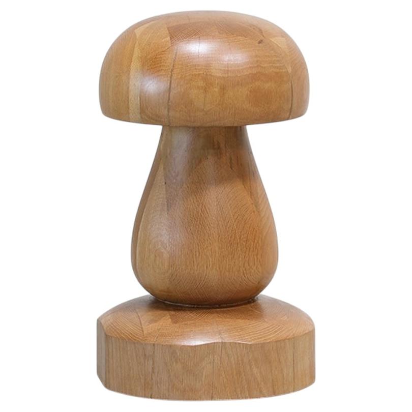 XL French Solid Oak Mushroom Sculpture c1970s For Sale
