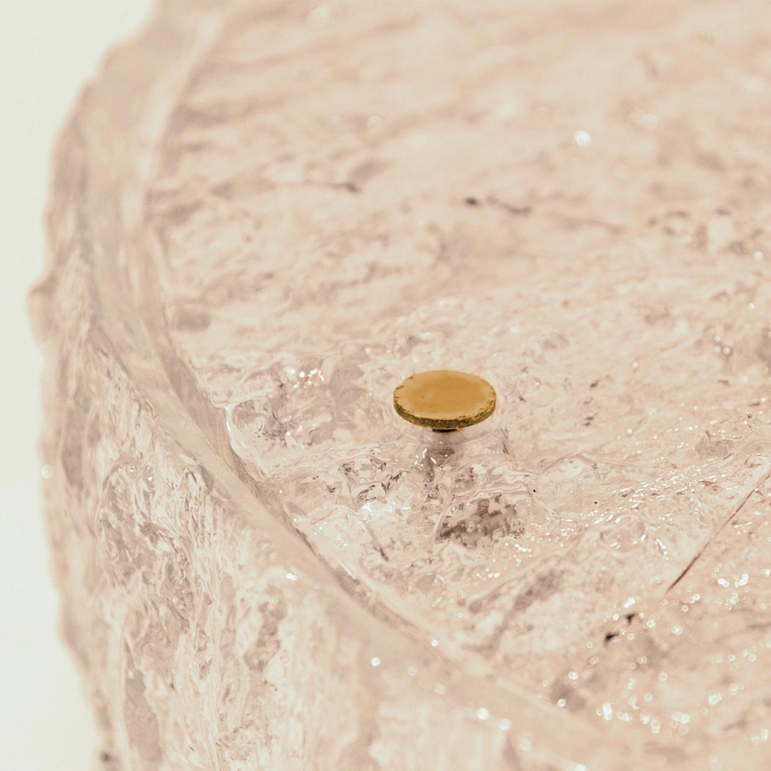 Métal XL Frosted Glass Flush Mount Ceiling Lamp by Kaiser, Germany, 1960s en vente