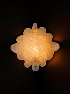 XL frosted leaf wall light, Murano glass, Italy, 1970