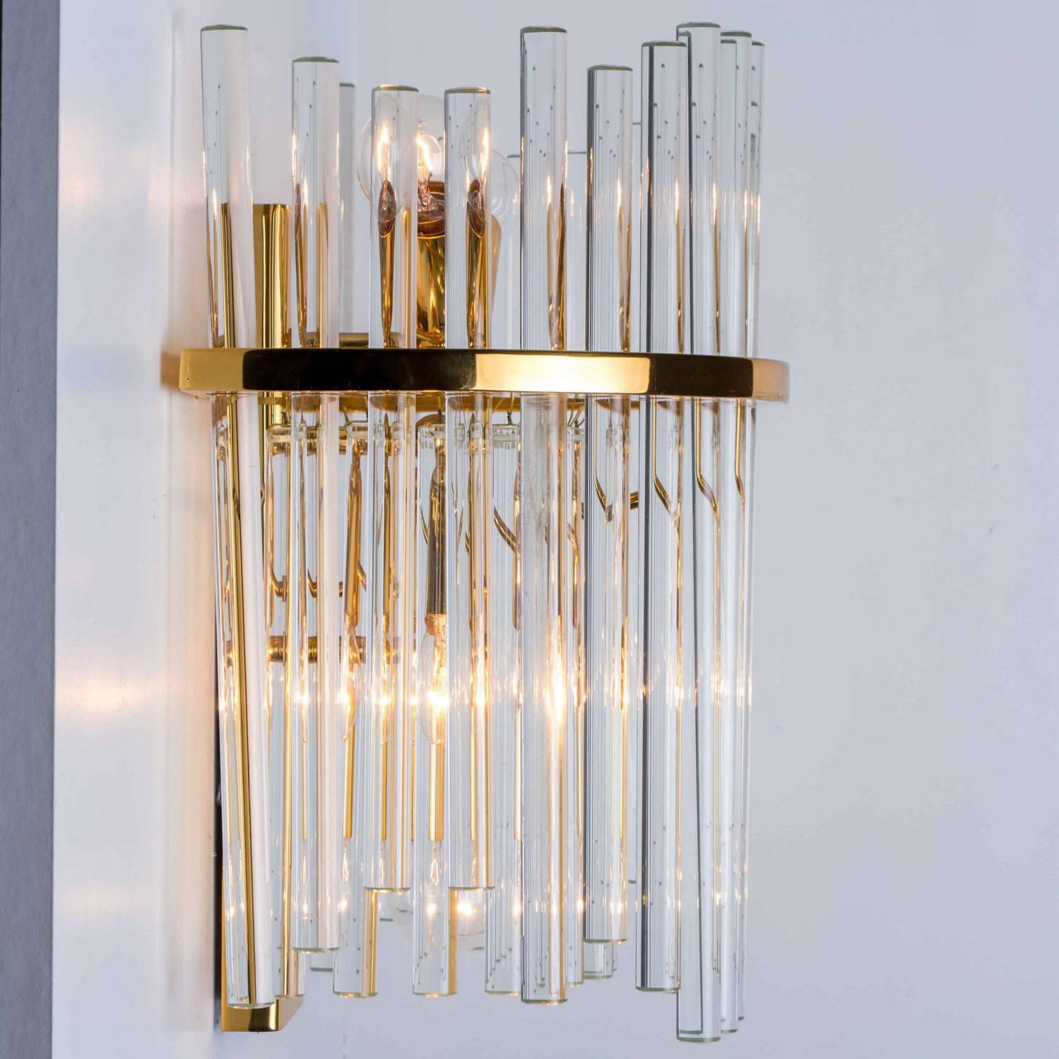 Aplique XL de cristal y latón dorado, Palme Años 70 Otro en venta