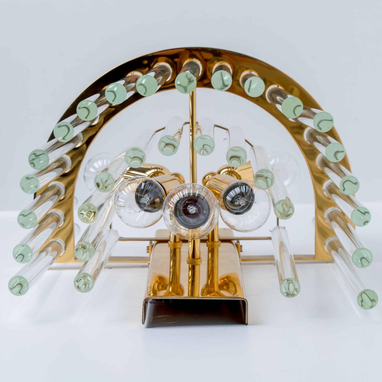 Aplique XL de cristal y latón dorado, Palme Años 70 finales del siglo XX en venta