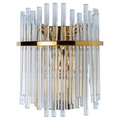 XL Glass and Gold Brass Wall Light, Palme 1970s