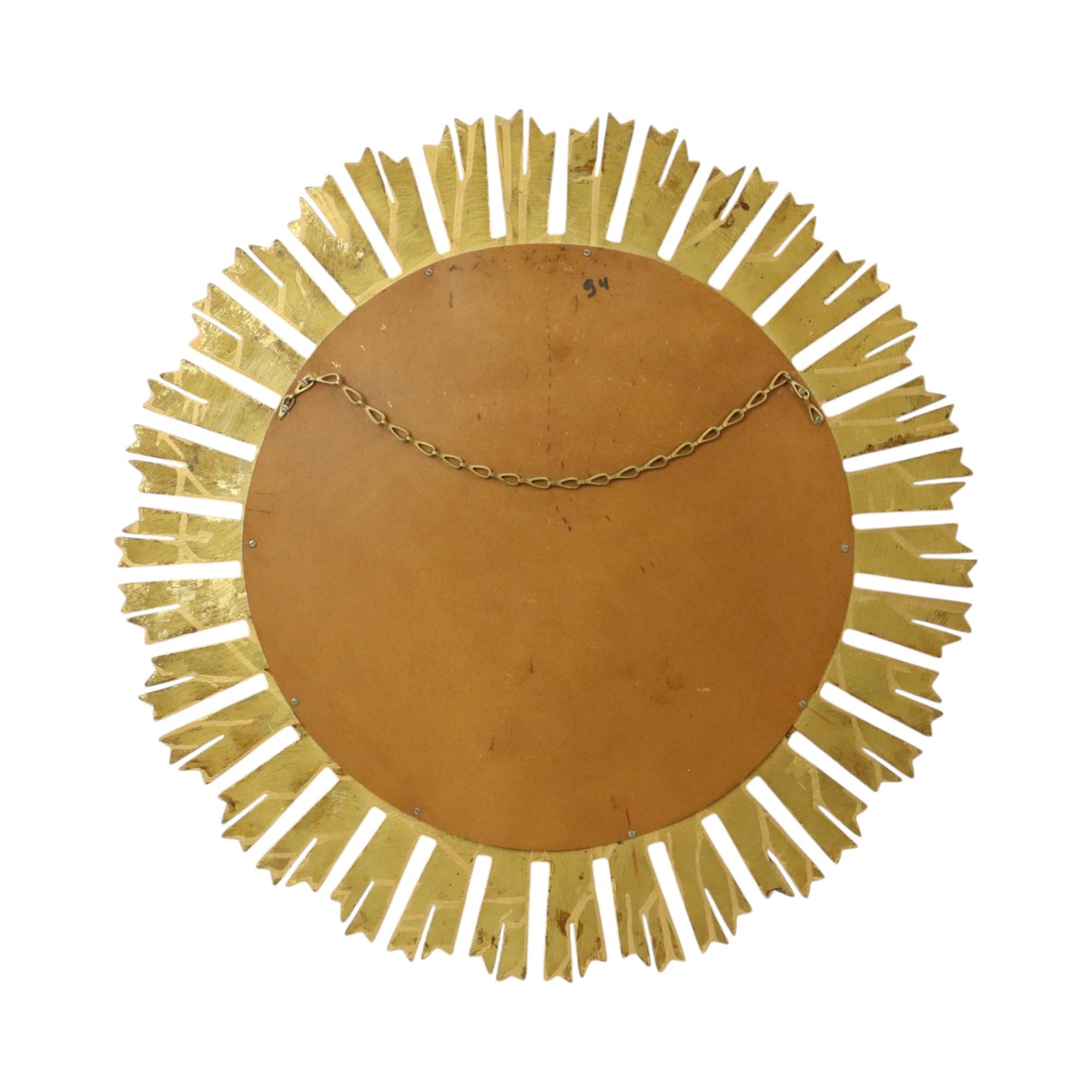 XL Specchio solare color oro Sunburst Occhio di strega in resina 60 cm in vendita 3