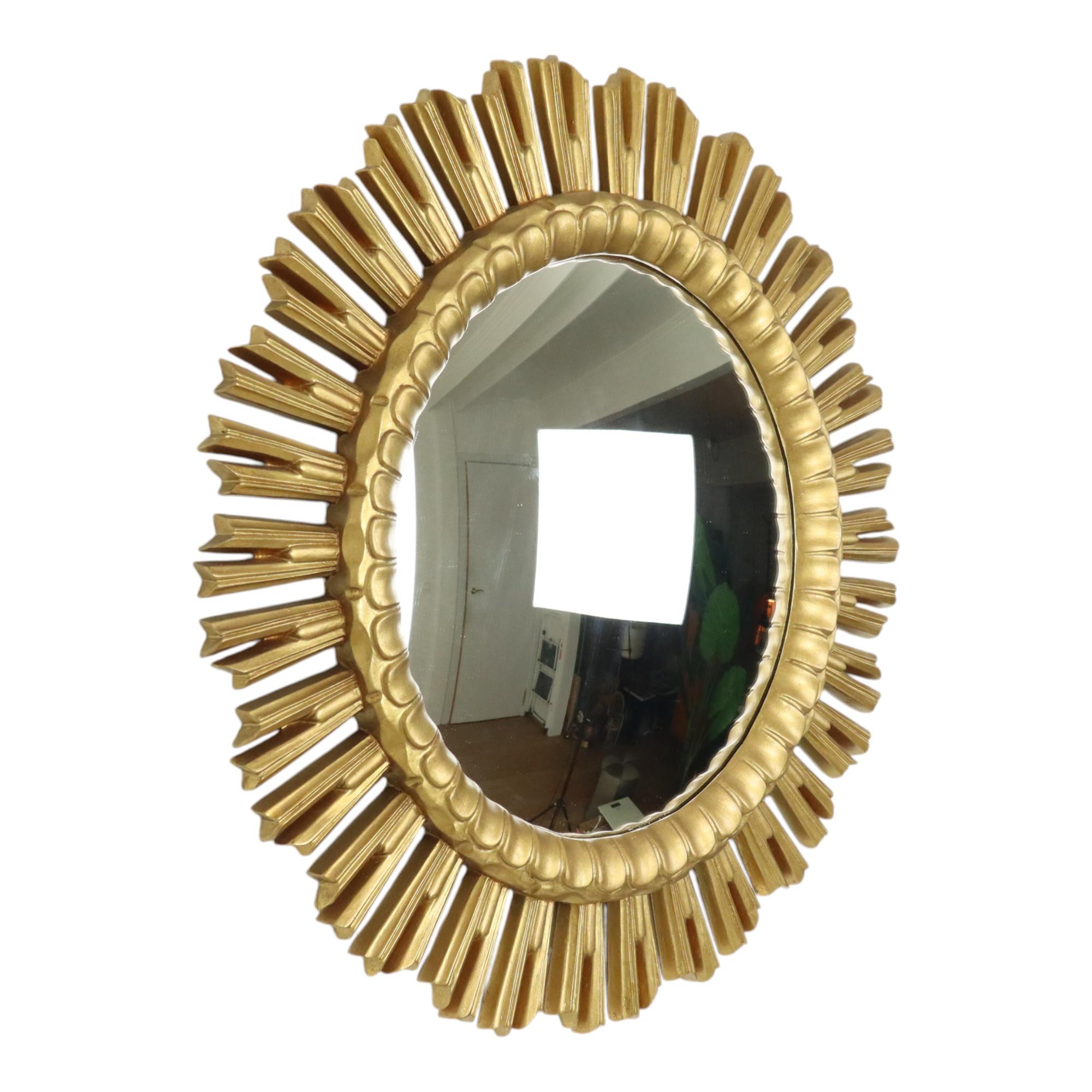 Vetro XL Specchio solare color oro Sunburst Occhio di strega in resina 60 cm in vendita