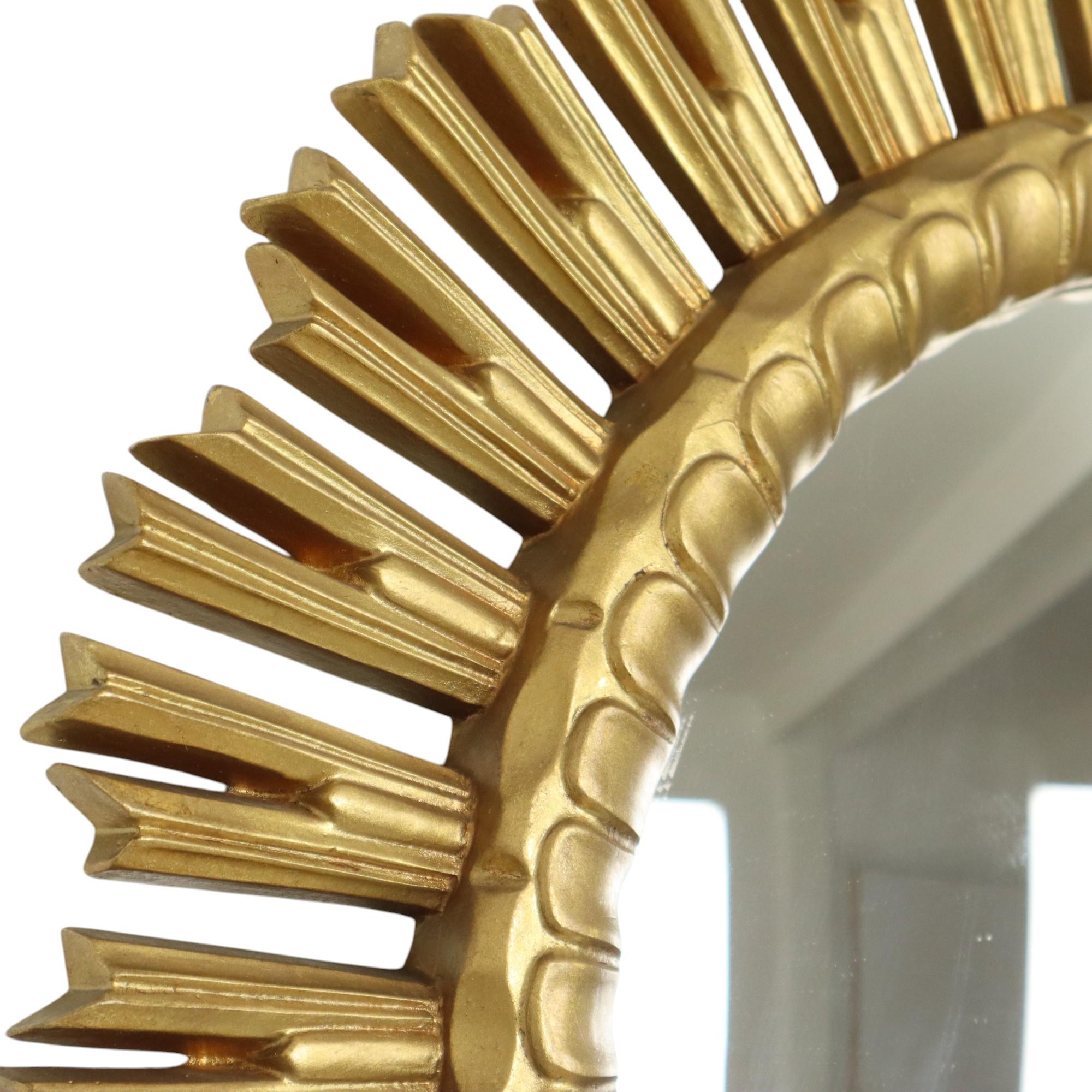 XL Specchio solare color oro Sunburst Occhio di strega in resina 60 cm in vendita 1