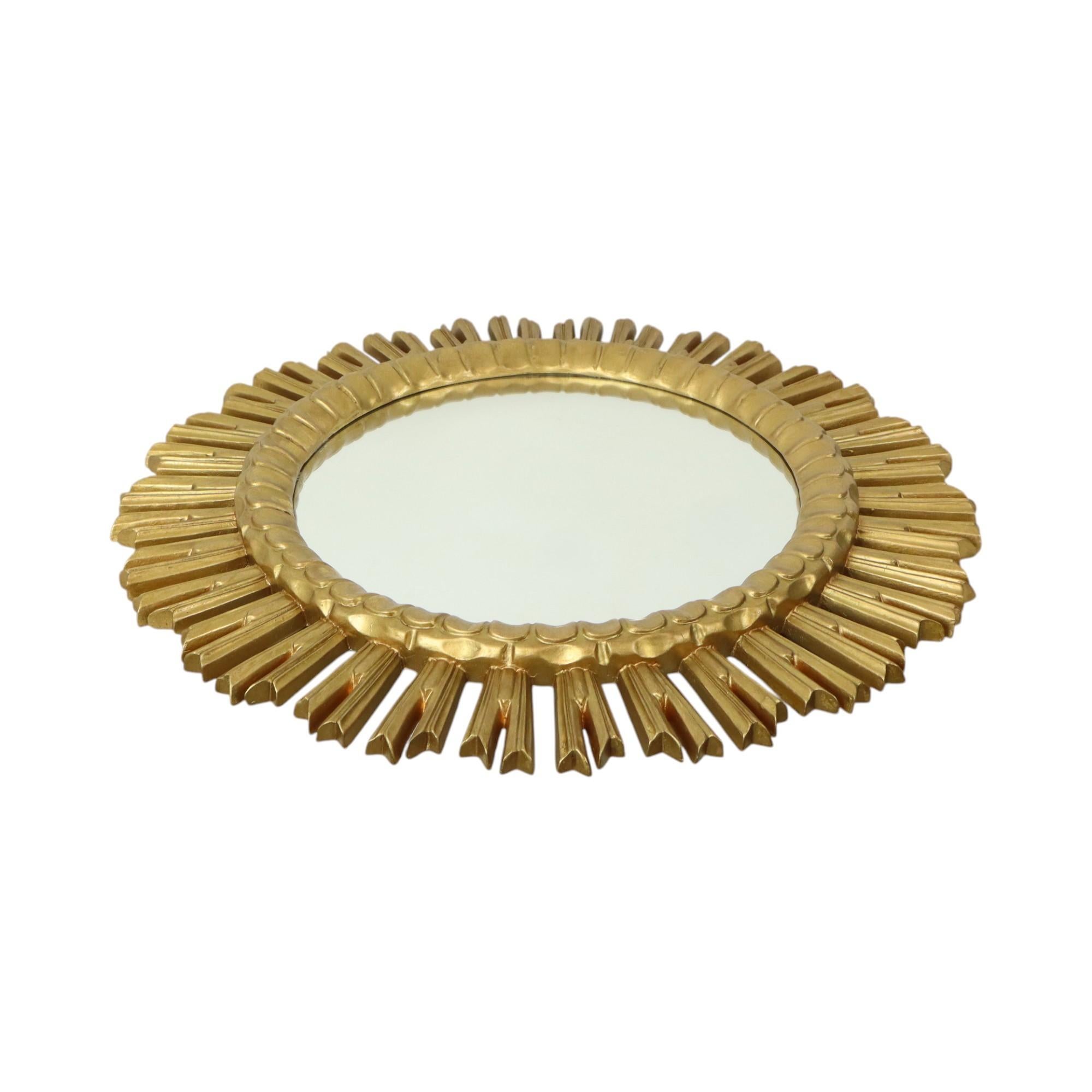 XL Specchio solare color oro Sunburst Occhio di strega in resina 60 cm in vendita 2
