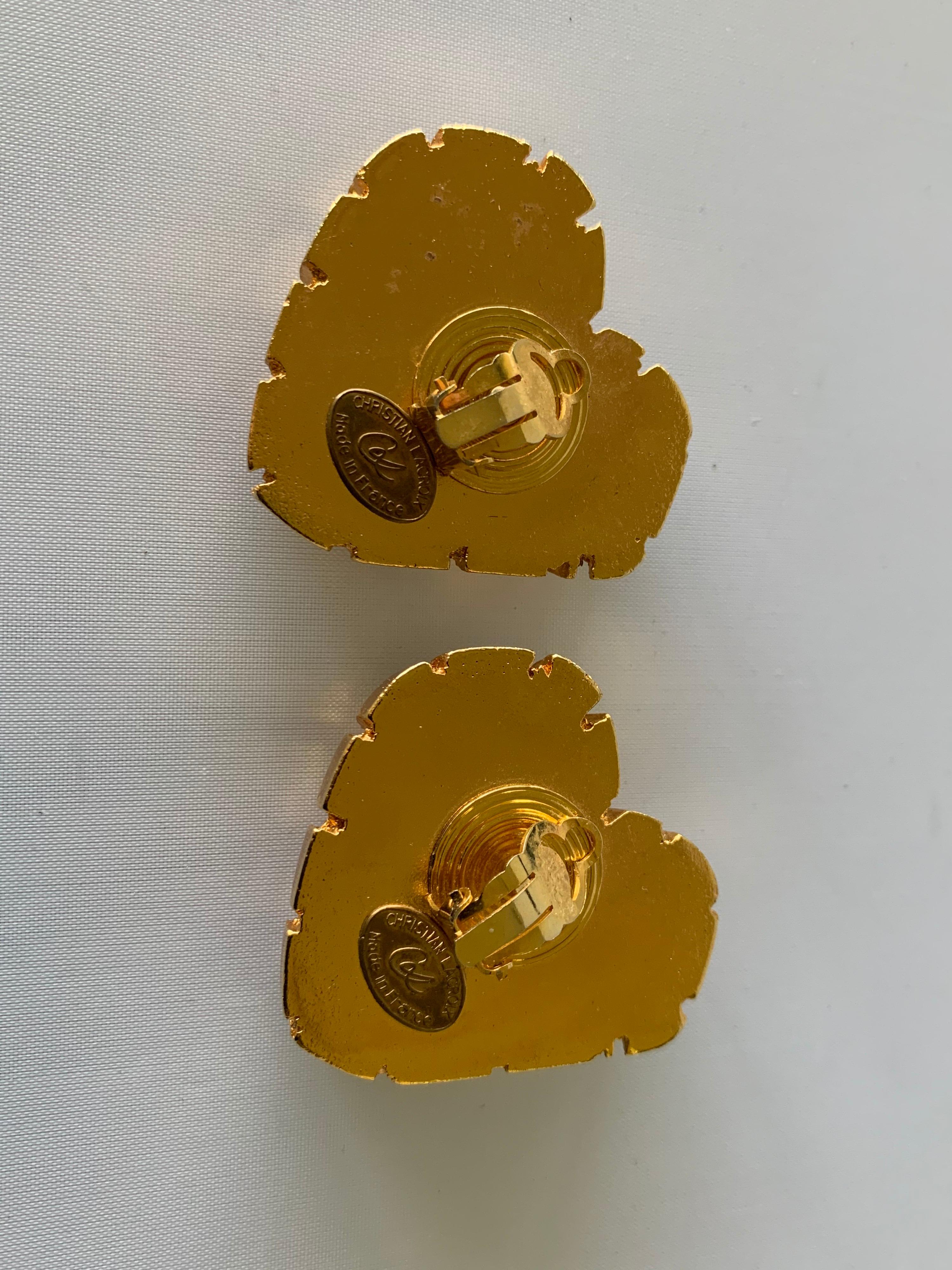 XL Gold Heart Christian Lacroix Earrings  1