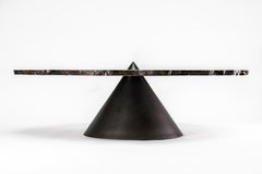 XL HALO Coffee Table in Bastogne Walnut Slab w/ Blackened Bronze Base by EÆ