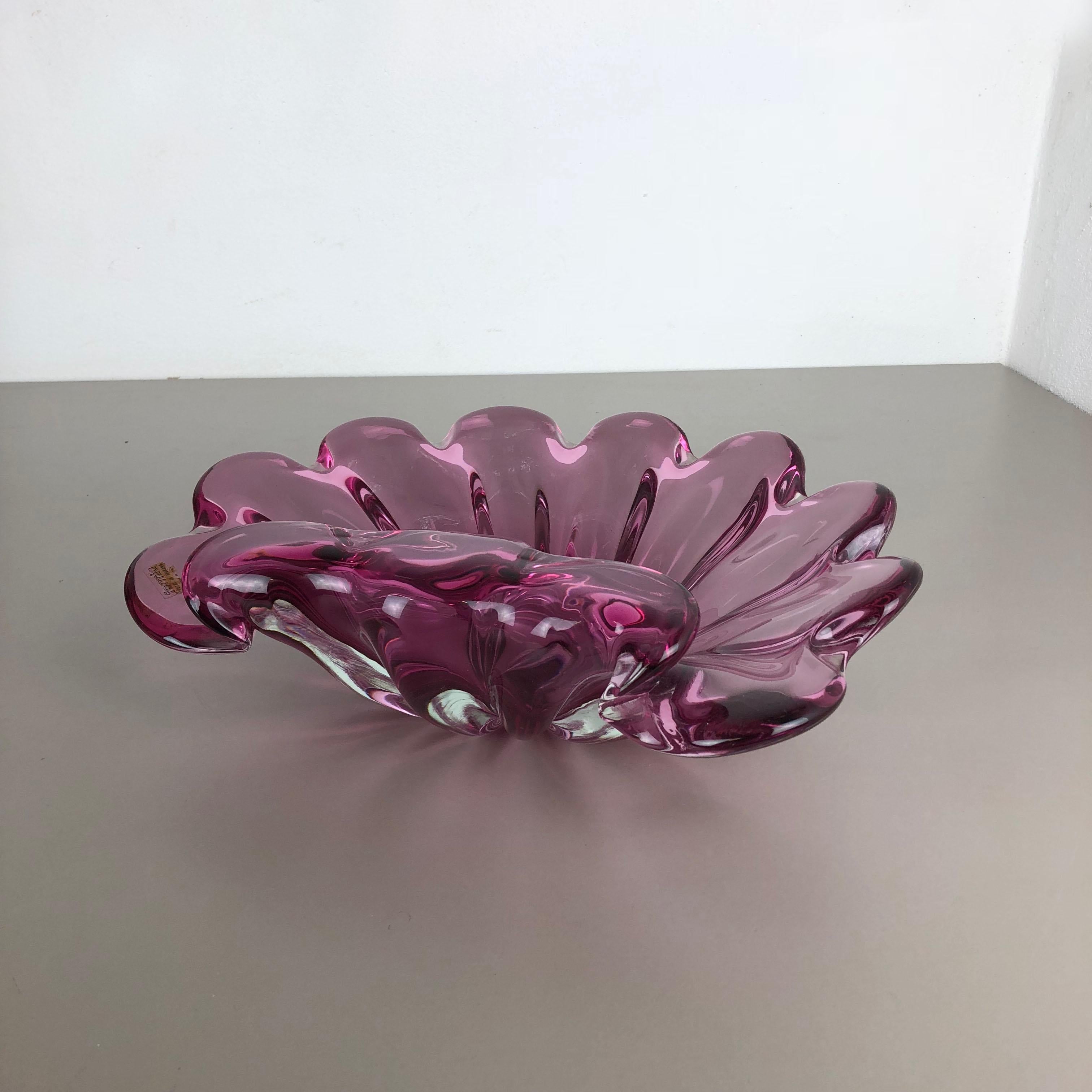 Mid-Century Modern Heavy 6kg Rare Extra Large Shell Bowl Murano Glass Formia Vetri, Italy, 1970s