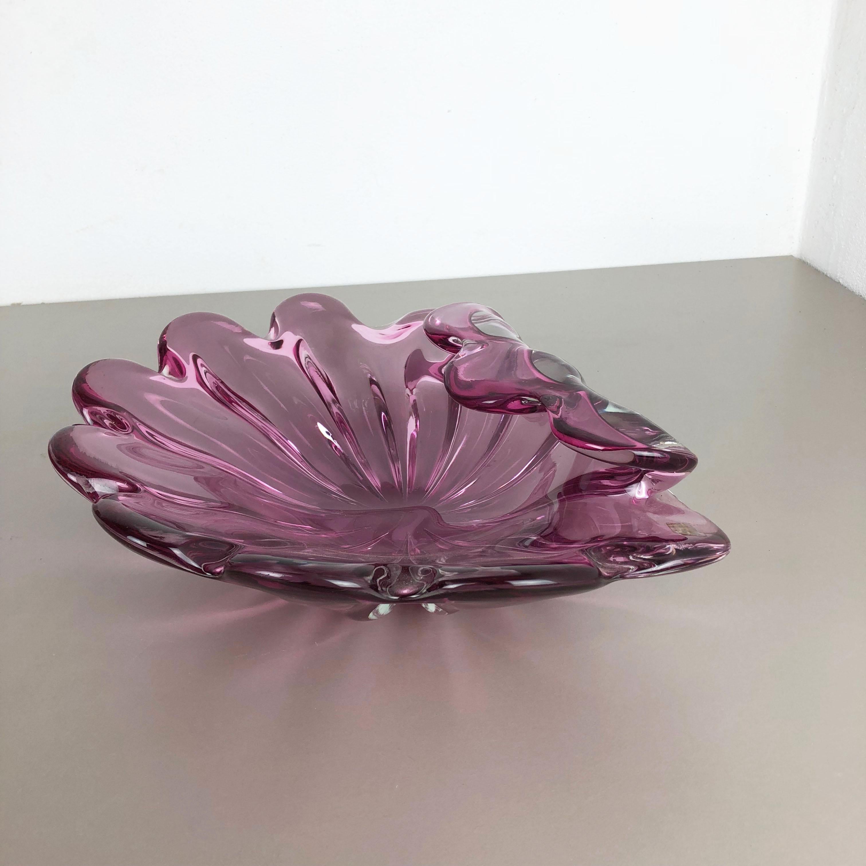 Italian Heavy 6kg Rare Extra Large Shell Bowl Murano Glass Formia Vetri, Italy, 1970s