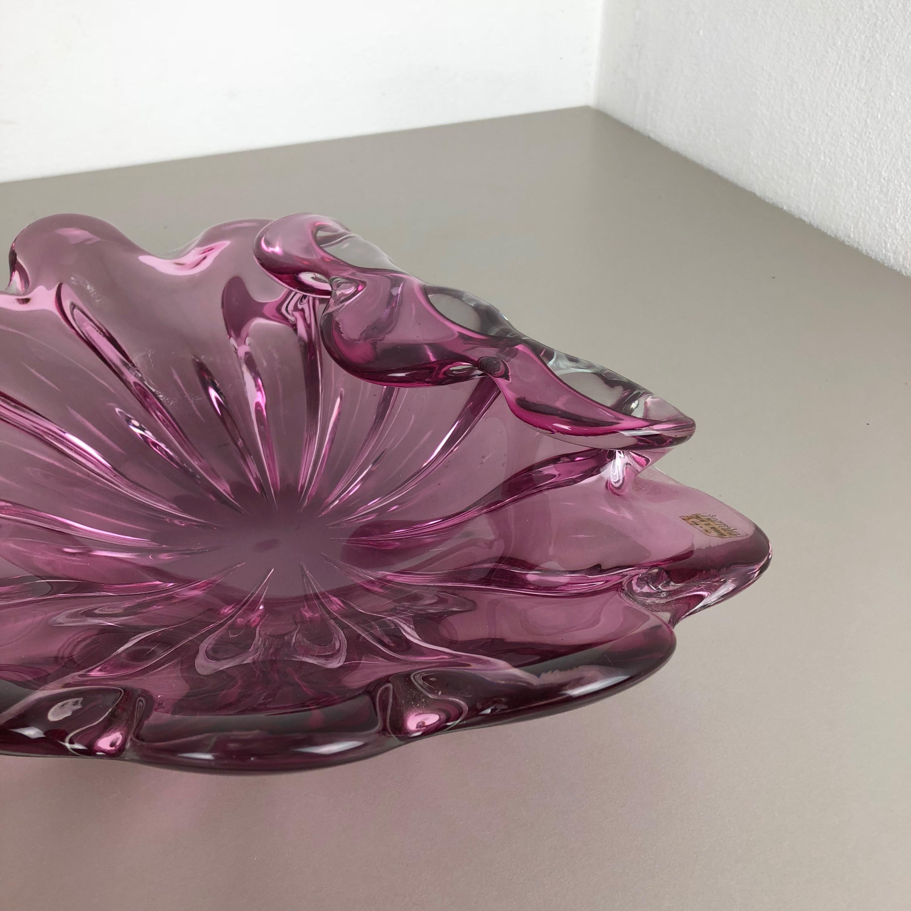 20th Century Heavy 6kg Rare Extra Large Shell Bowl Murano Glass Formia Vetri, Italy, 1970s