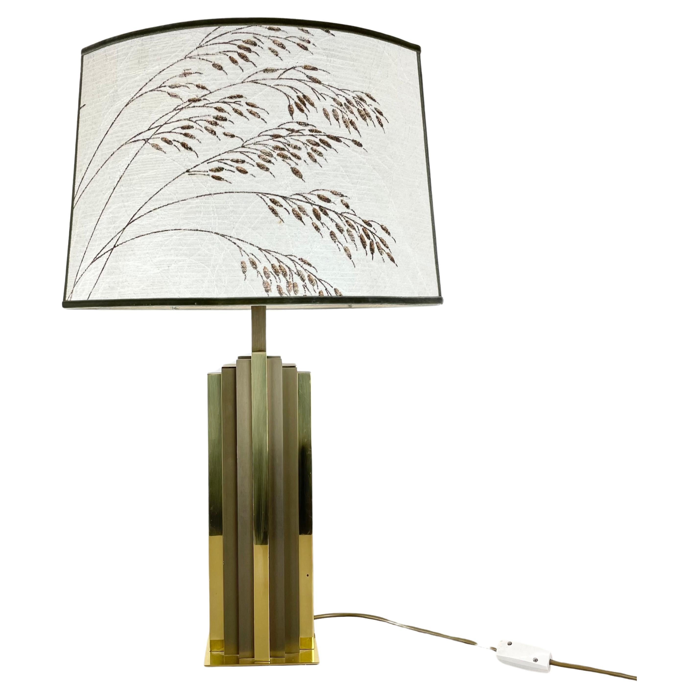xl Hollywood Regency Brass bicolor table Light in Willy Rizzo Style, Italy 1970s For Sale
