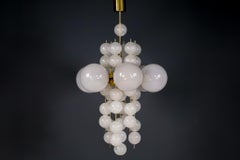 XL Hotel Chandelier with Brass Fixture and Hand-Blowed Frosted Glass Globes