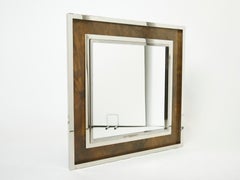 XL Industrial Chrome Copper Metal Mirror Belgo Chrome, 1970s