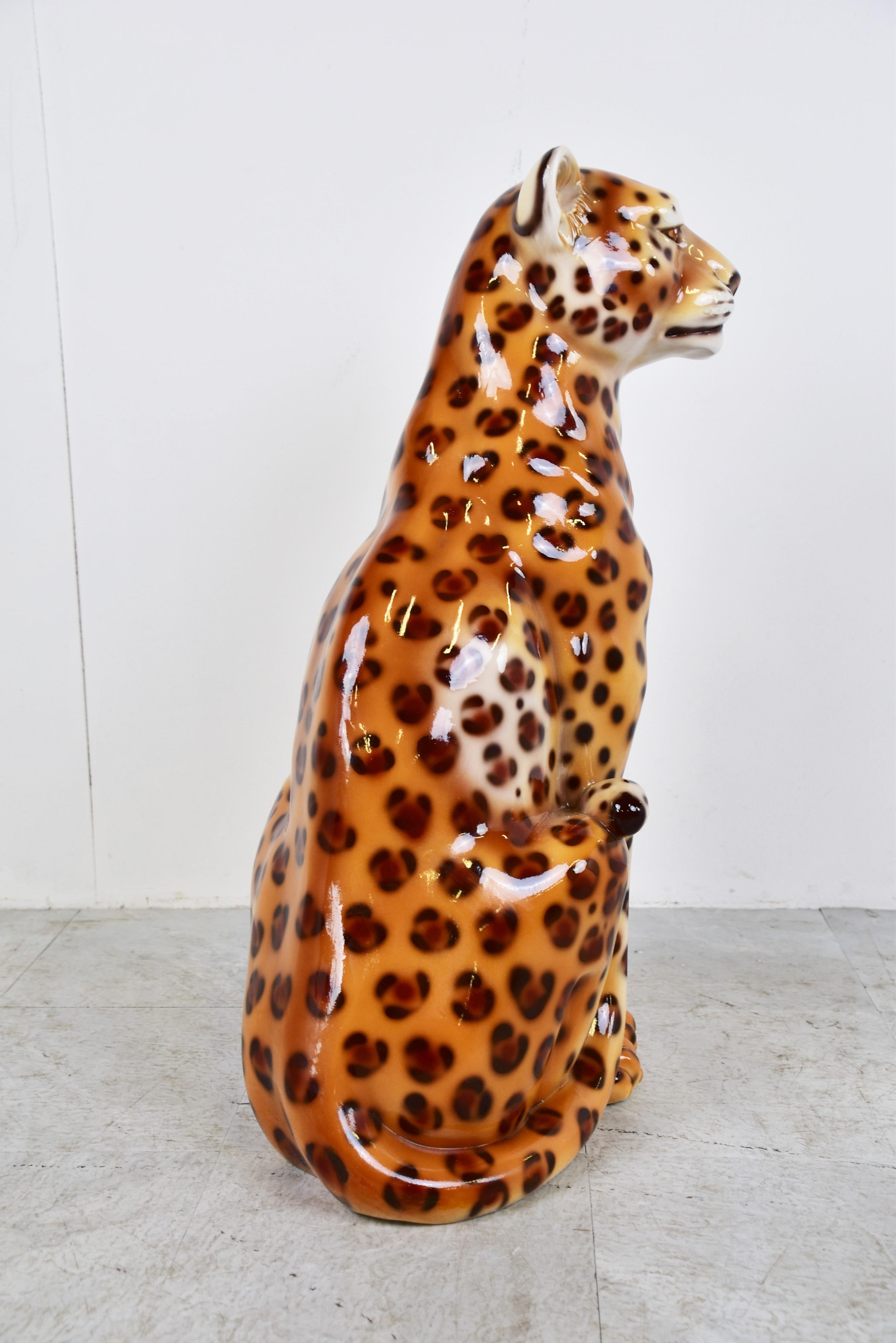 Mid-20th Century XL Italian Ceramic Leopard Figure, 1960s