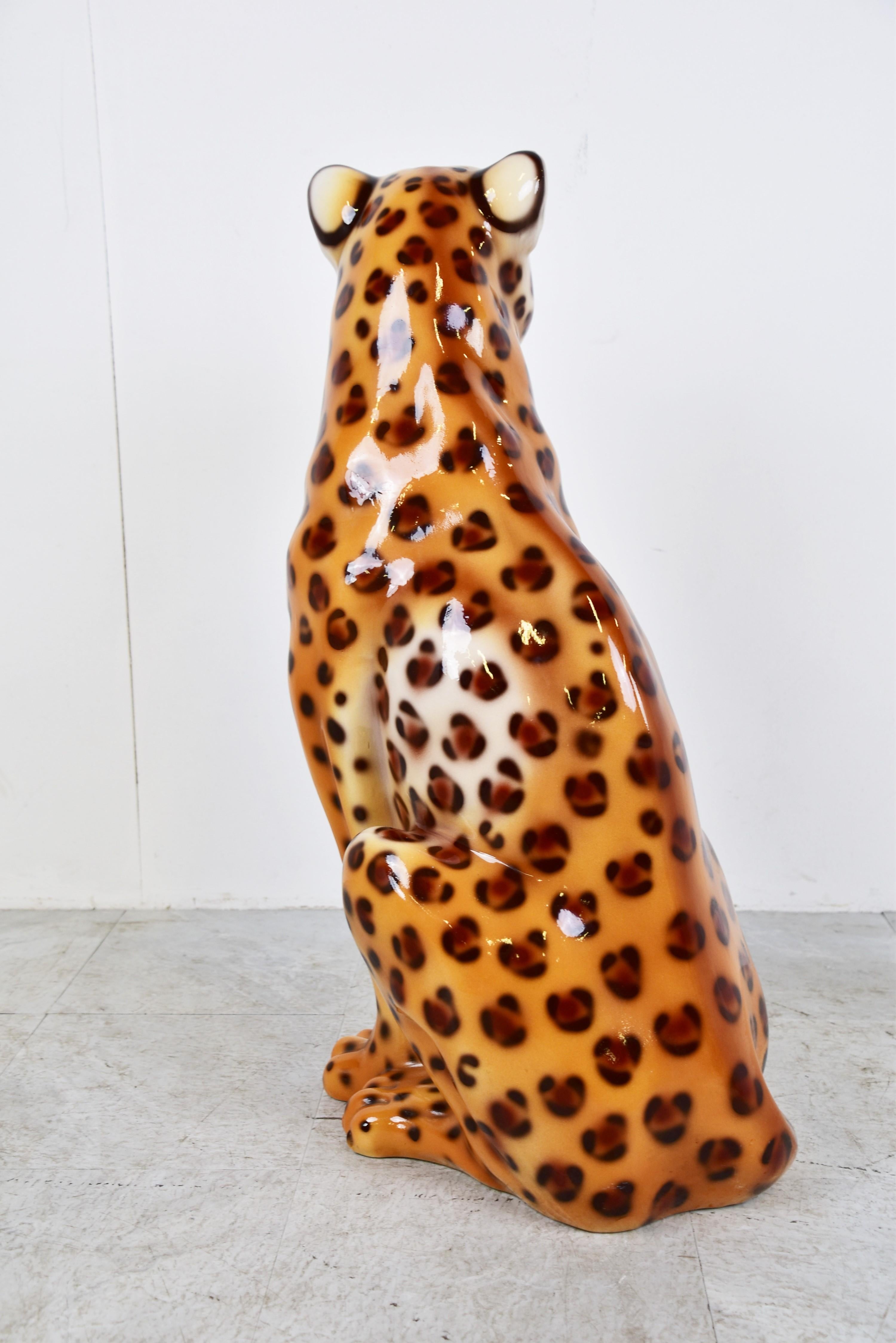 XL Italian Ceramic Leopard Figure, 1960s 1