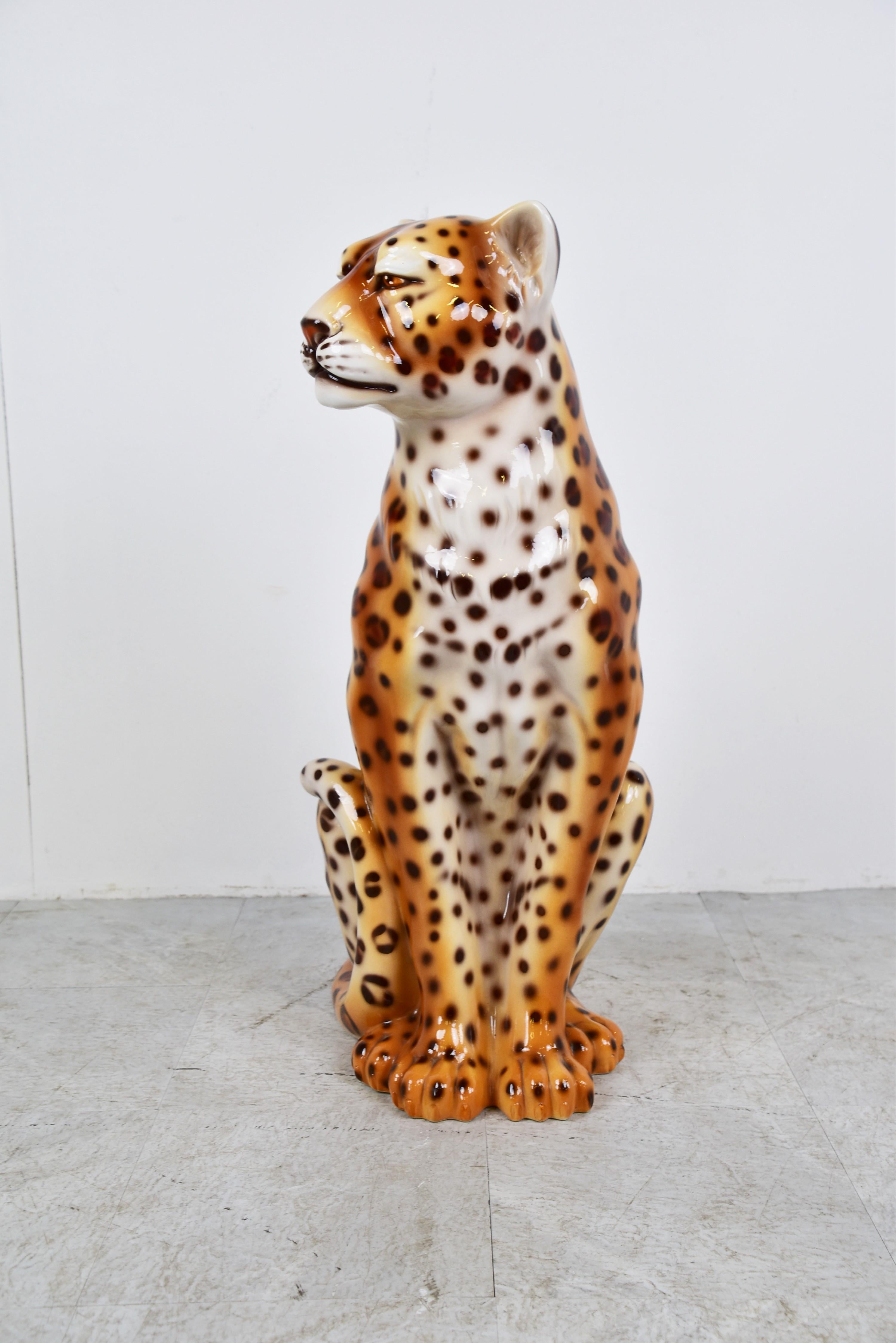 XL Italian Ceramic Leopard Figure, 1960s 2