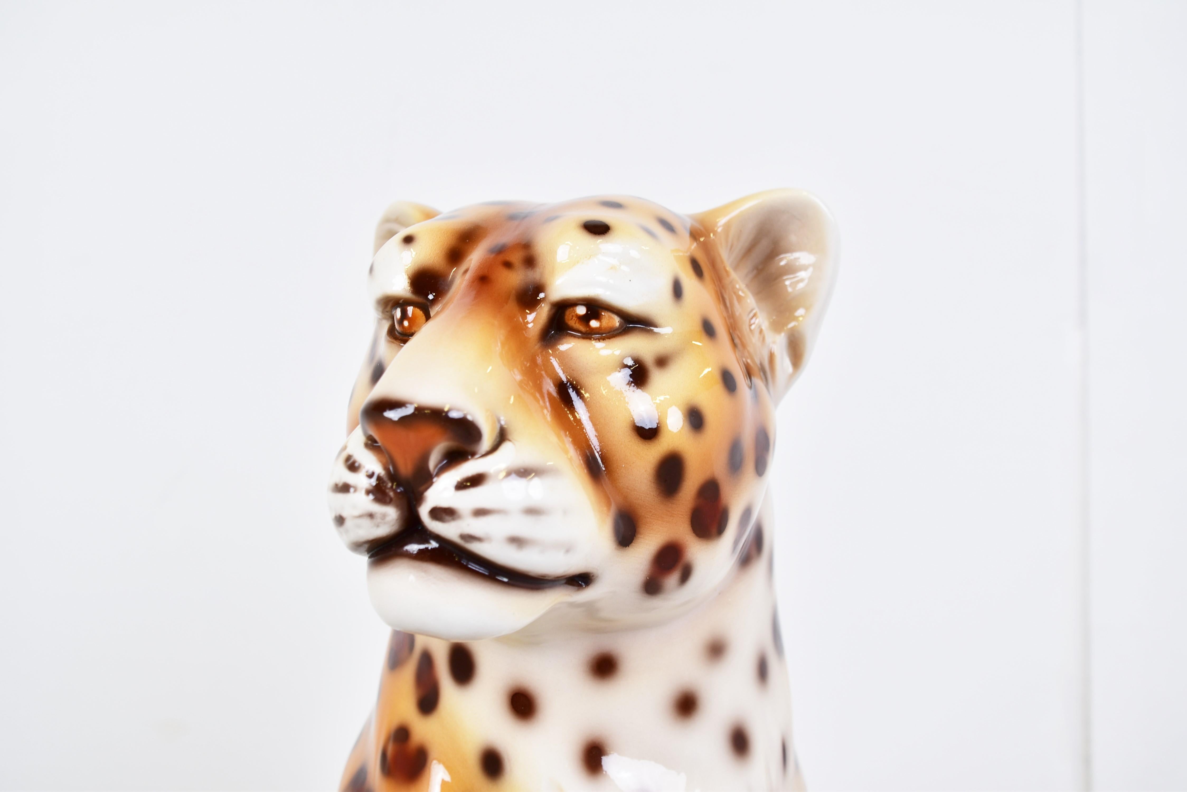 XL Italian Ceramic Leopard Figure, 1960s 4