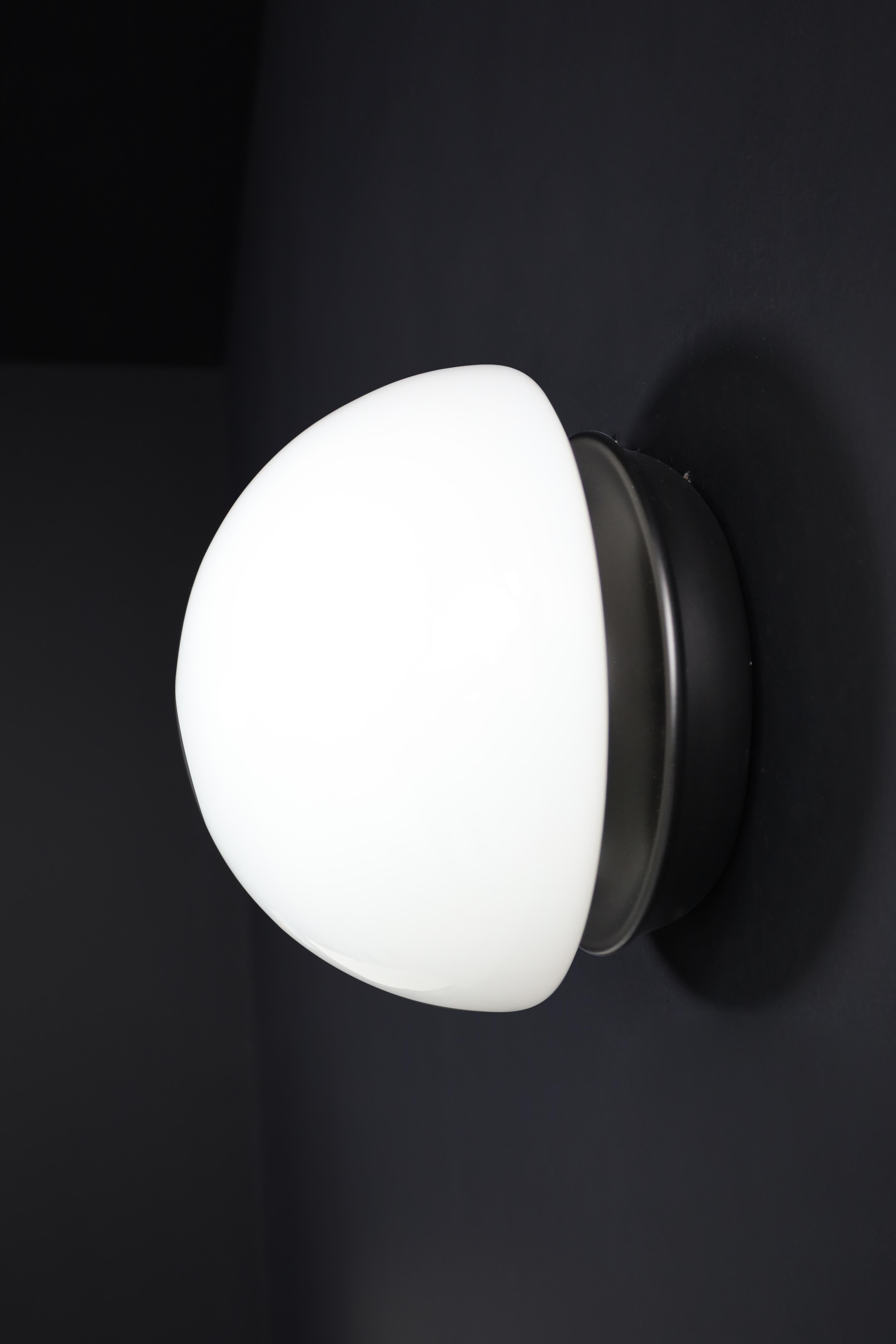 Lampe champignon italienne XL en verre opalin et métal en vente 12