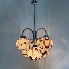 XL Italian purple and white murano glass swirl chandelier , 1970s