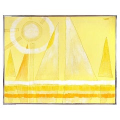 XL Italo Valenti Mid Century Cubist Abstract Mixed Media Sailboat Oil Painting