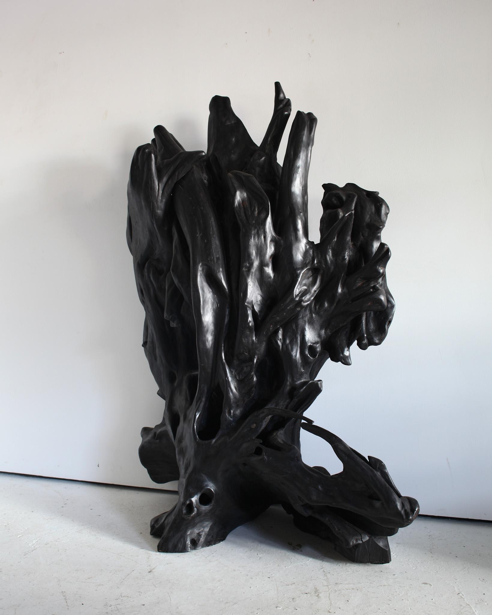 XL Japanese Charred Cedar Root Wabi Sabi Sculpture In Good Condition For Sale In London, GB