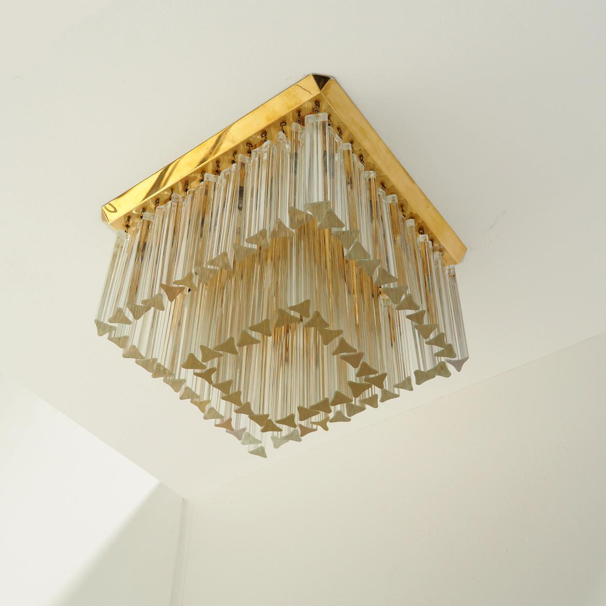 Hollywood Regency XL Kalmar Flush Mount with Crystal Glass Elements, Vienna Austria For Sale