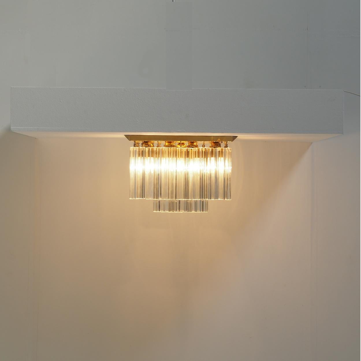 Austrian XL Kalmar Flush Mount with Crystal Glass Elements, Vienna Austria For Sale