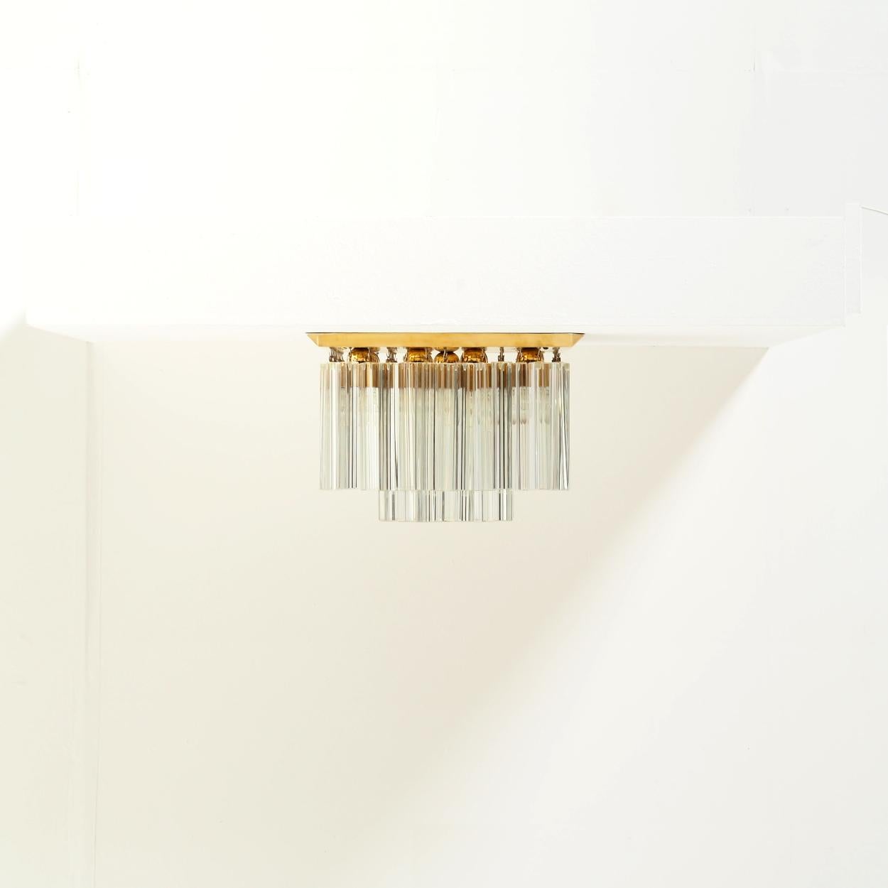 Brass XL Kalmar Flush Mount with Crystal Glass Elements, Vienna Austria For Sale