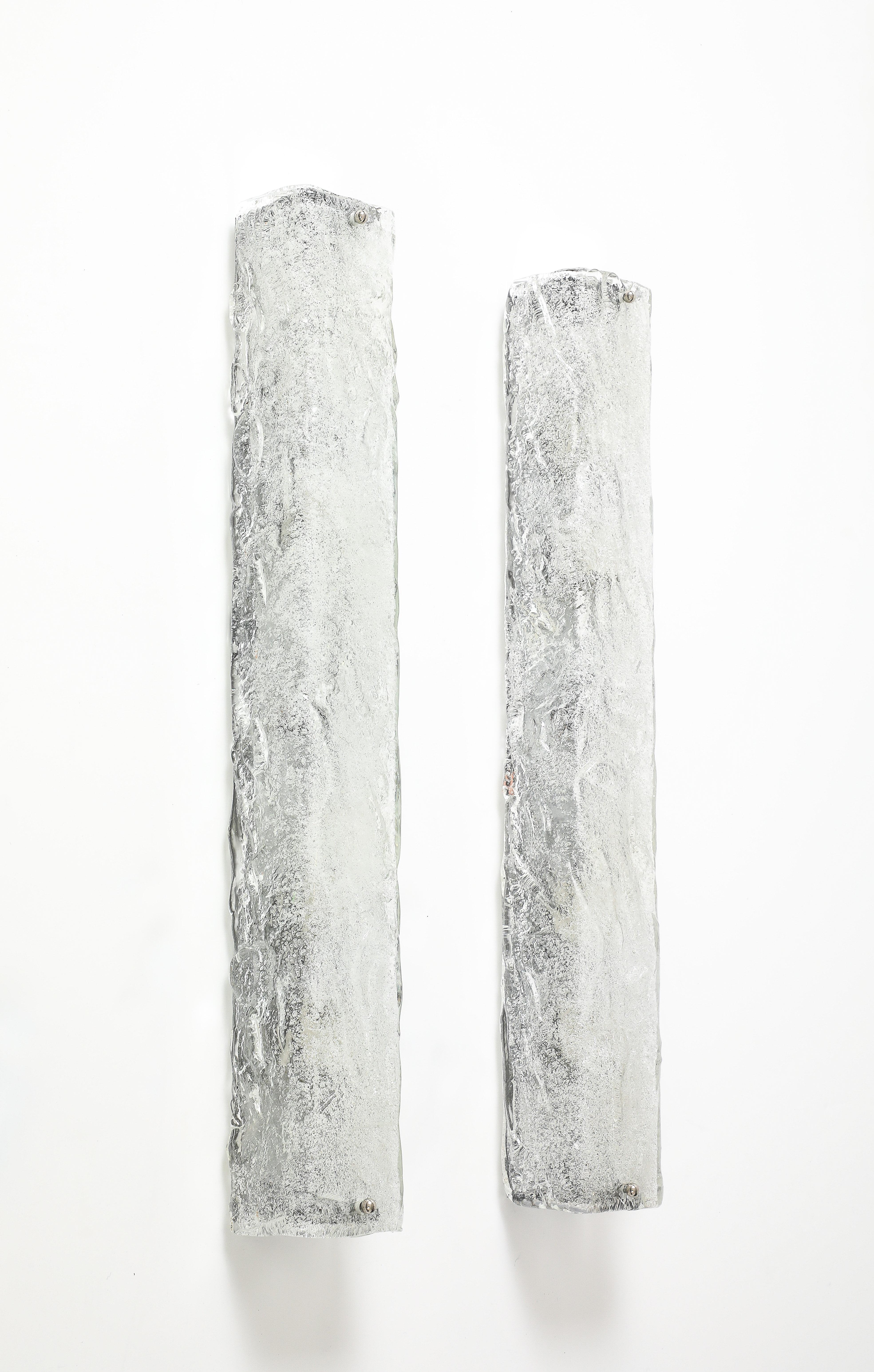 Scandinavian Modern XL Kalmar Ice Glass Rectangular Sconces For Sale