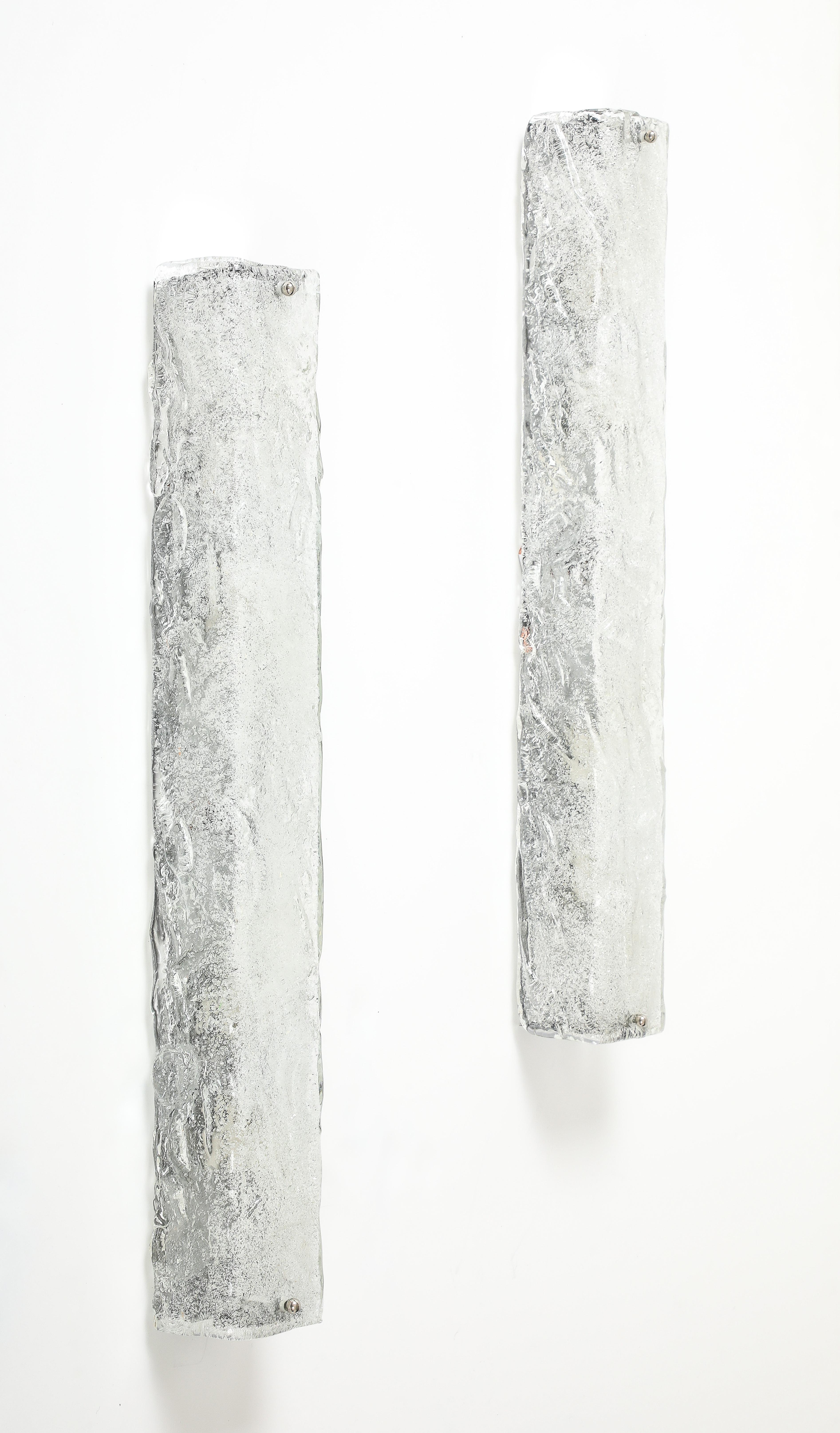 Hand-Crafted XL Kalmar Ice Glass Rectangular Sconces For Sale