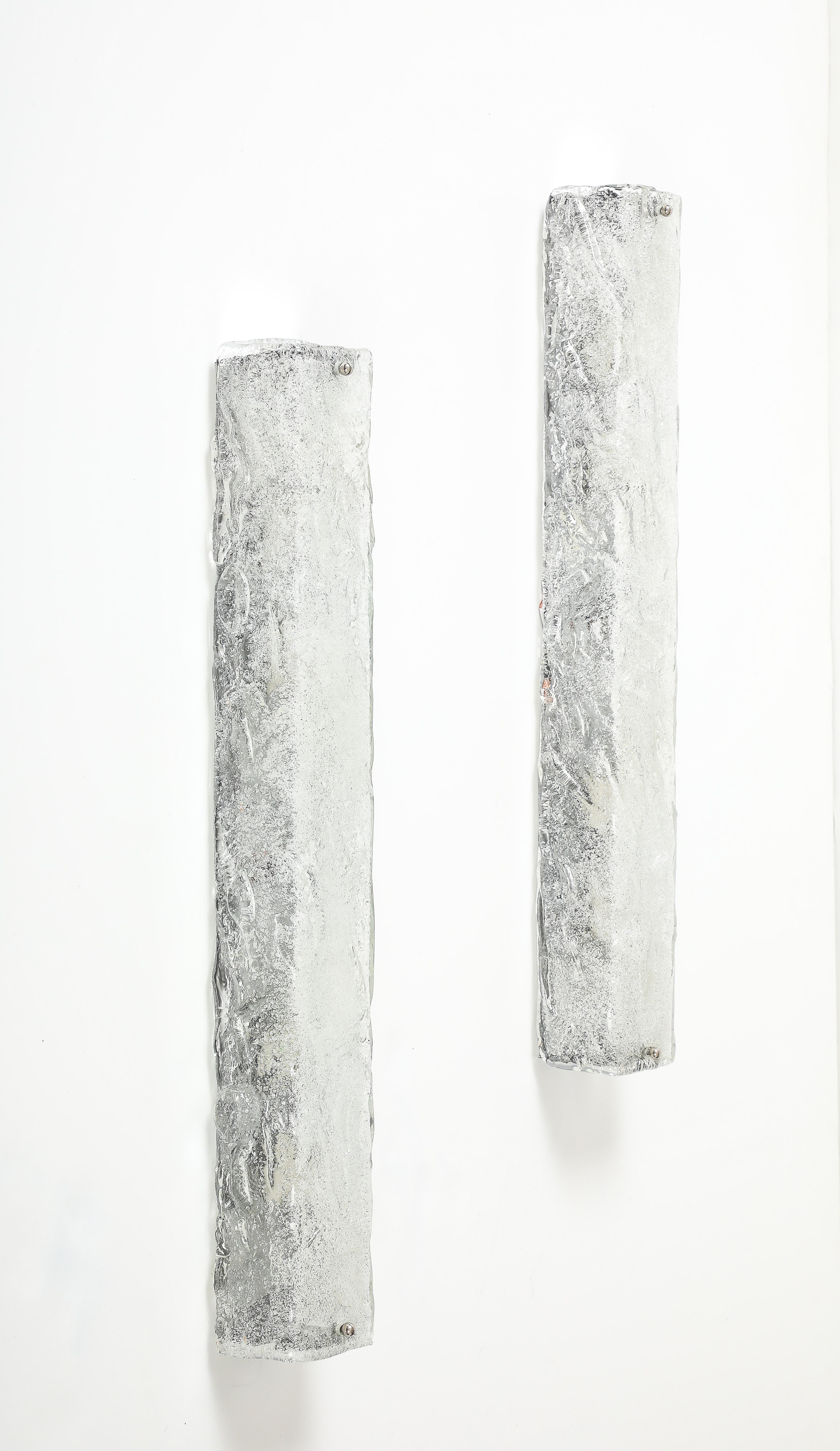 XL Kalmar Ice Glass Rectangular Sconces In Excellent Condition For Sale In New York, NY
