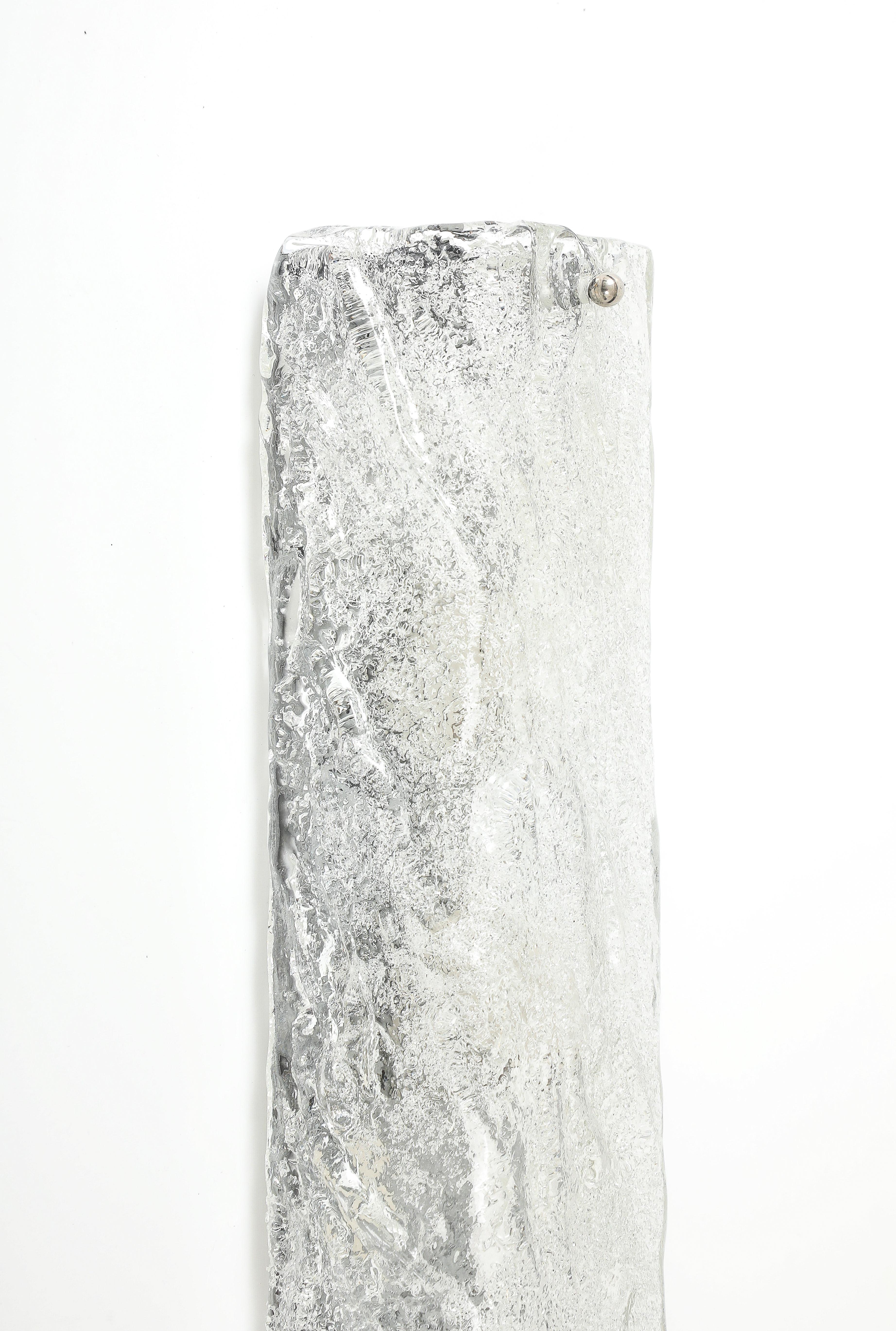 Metal XL Kalmar Ice Glass Rectangular Sconces For Sale