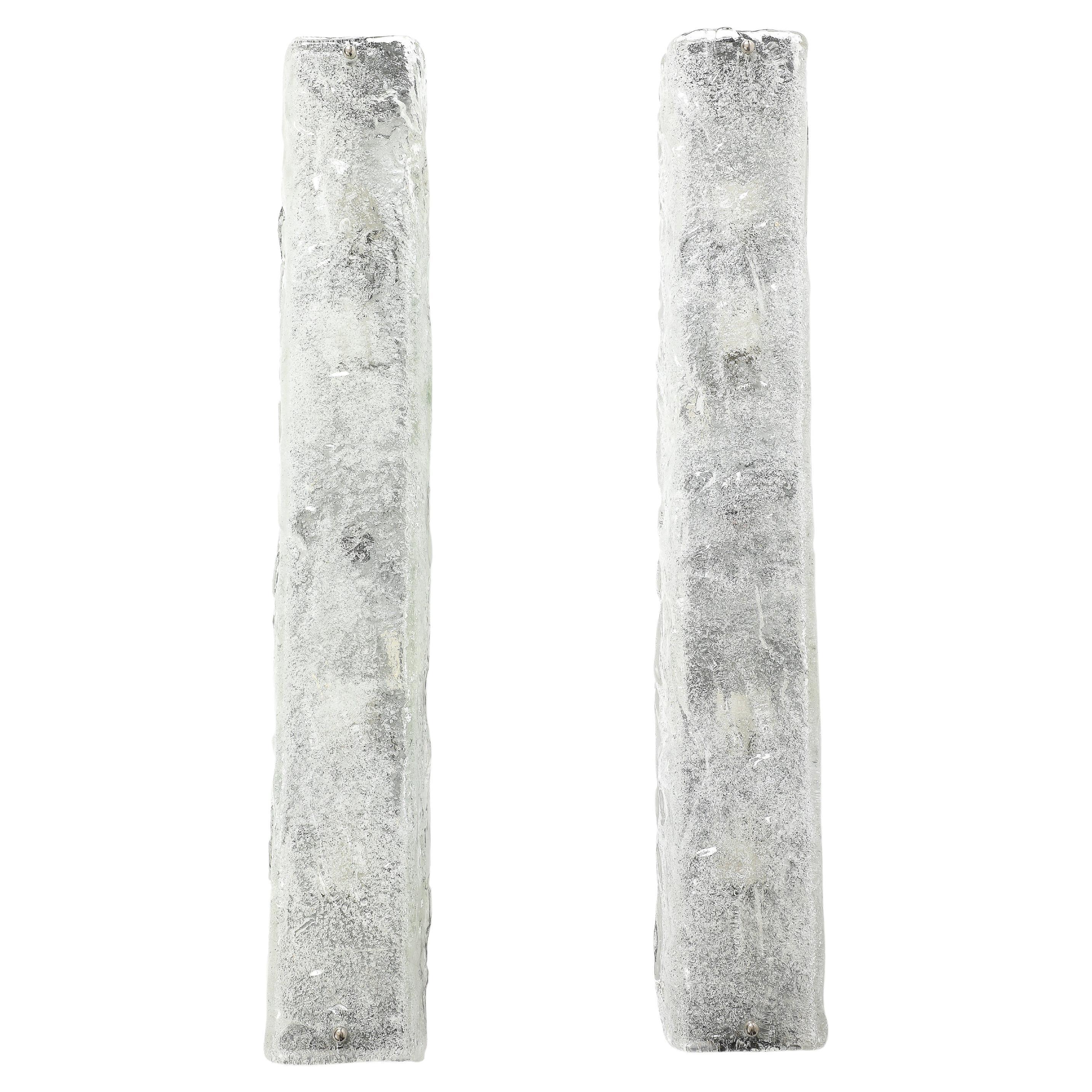 XL Kalmar Ice Glass Rectangular Sconces For Sale