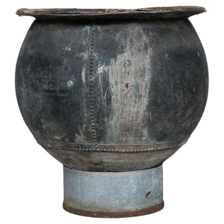 Grande jardinière ou pot français ancien en cuivre en vente