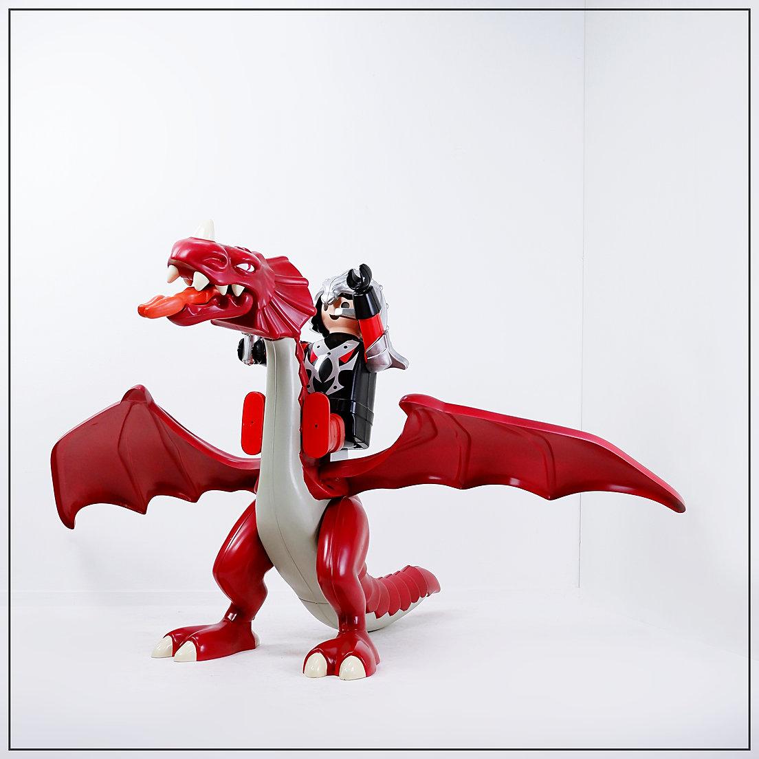 XL Großer Original roter Original Drache und Playmobil-Krieger - Flügelspan 220cm im Angebot 7
