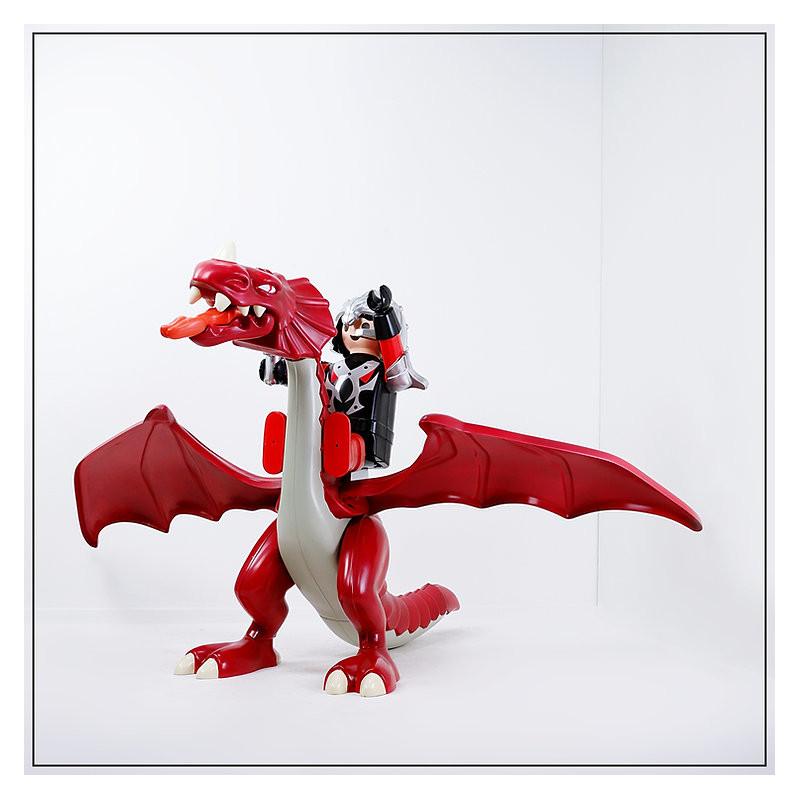 XL Large Original Red dragon and Playmobil Knight - Wingspan 220cm For Sale 11