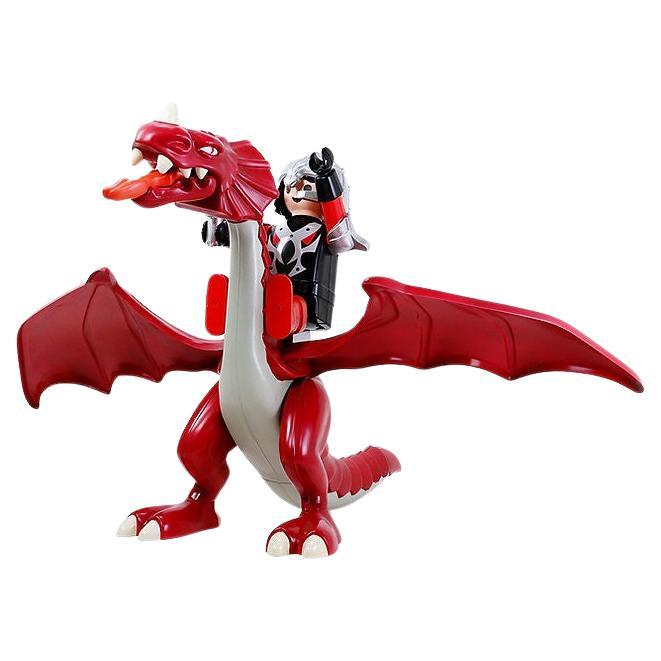 XL Large Original Red dragon and Playmobil Knight - Wingspan 220cm For Sale