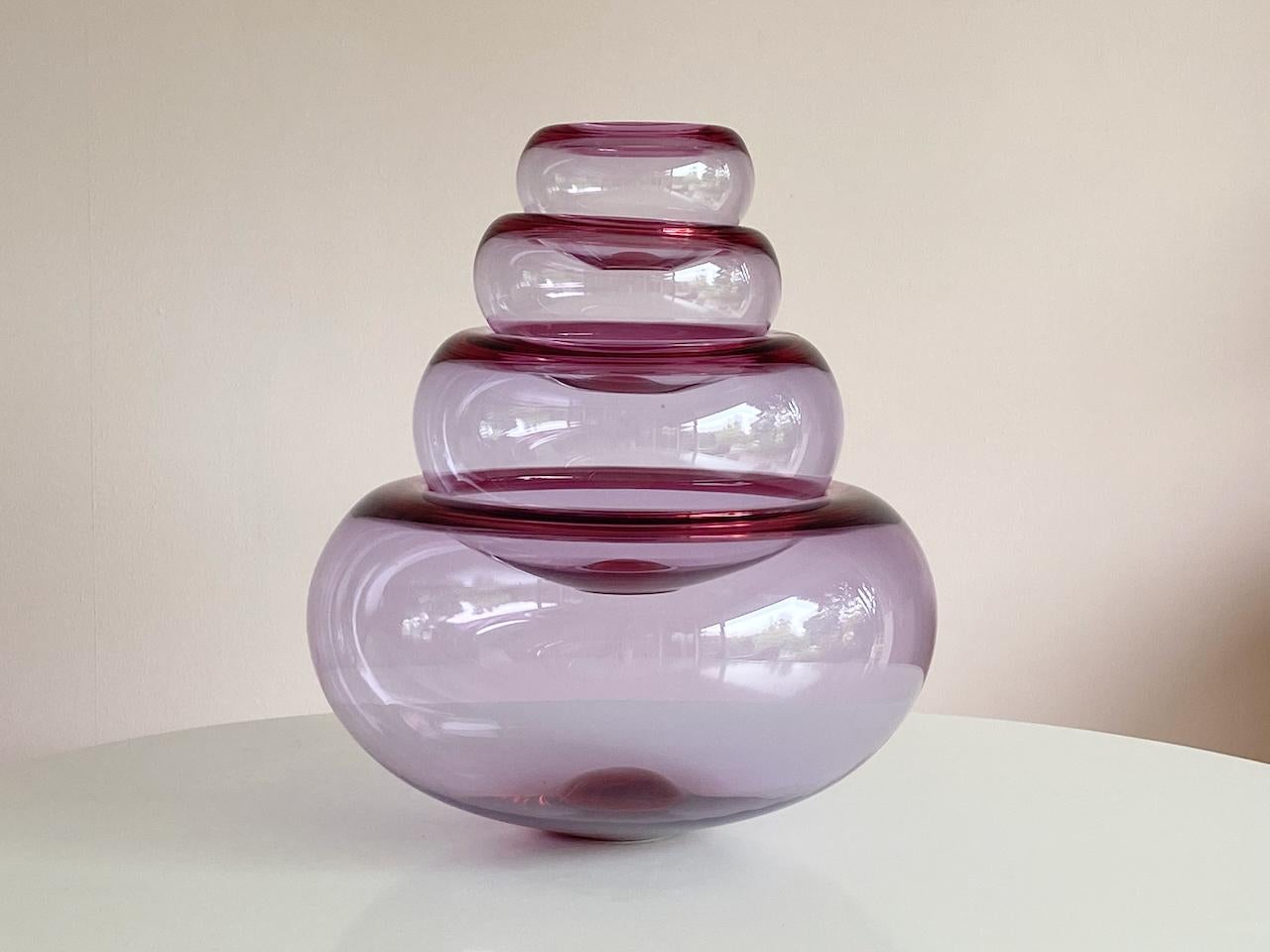 Glass XL large purple Royal Copenhagen glass bowl Provence by Per Lütken Denmark For Sale