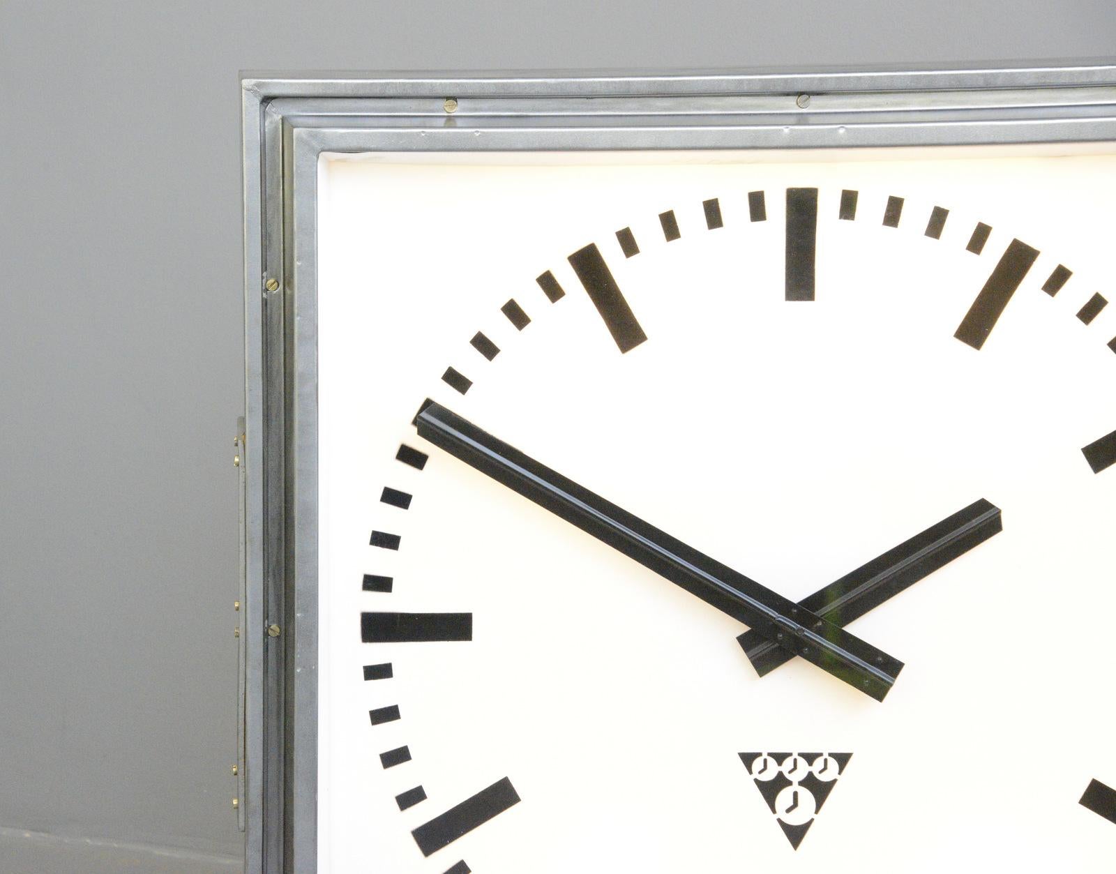 XL Light Up Station Clock von Pragotron, ca. 1950er Jahre (Industriell)