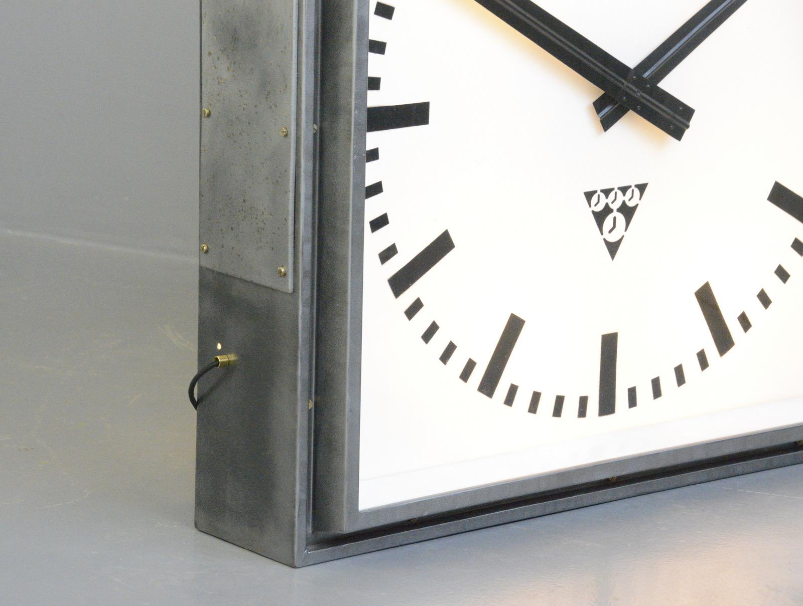 XL Light Up Station Clock von Pragotron, ca. 1950er Jahre (Stahl)