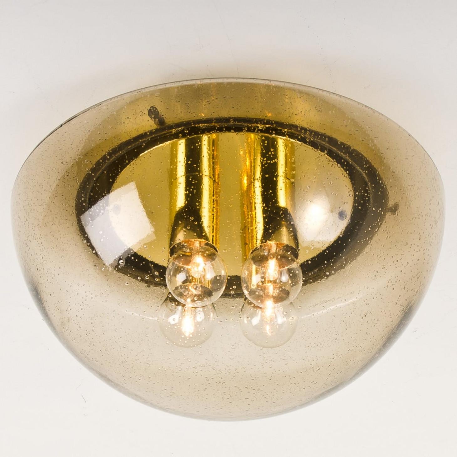 XL Limburg, Einbaubeleuchtung in Pilzform aus Messing und Glas, 1970er Jahre im Angebot 2