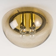 XL Limburg Brass and Glass Flush Mount Mushroom Shape, 1970s