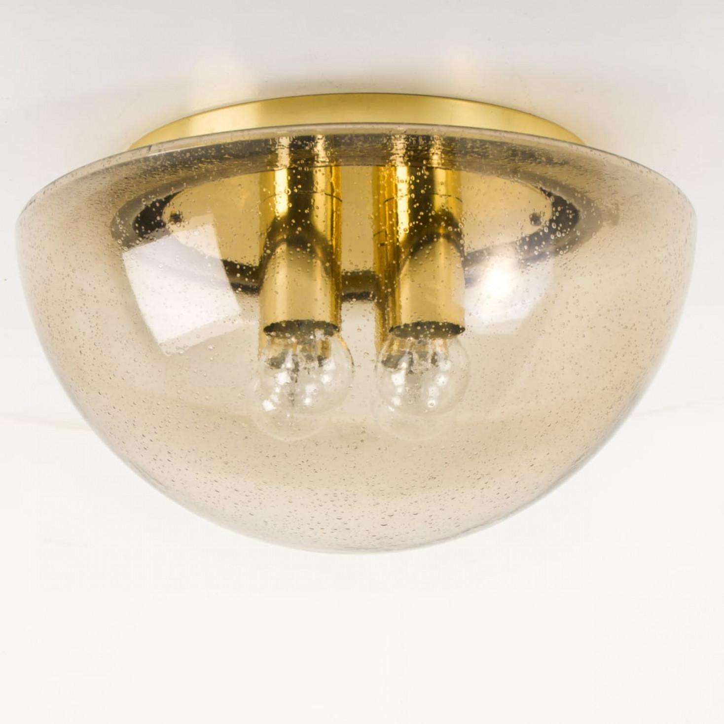 XL Limburg, Einbaubeleuchtung in Pilzform aus Messing und Glas, 1970er Jahre (Deutsch) im Angebot